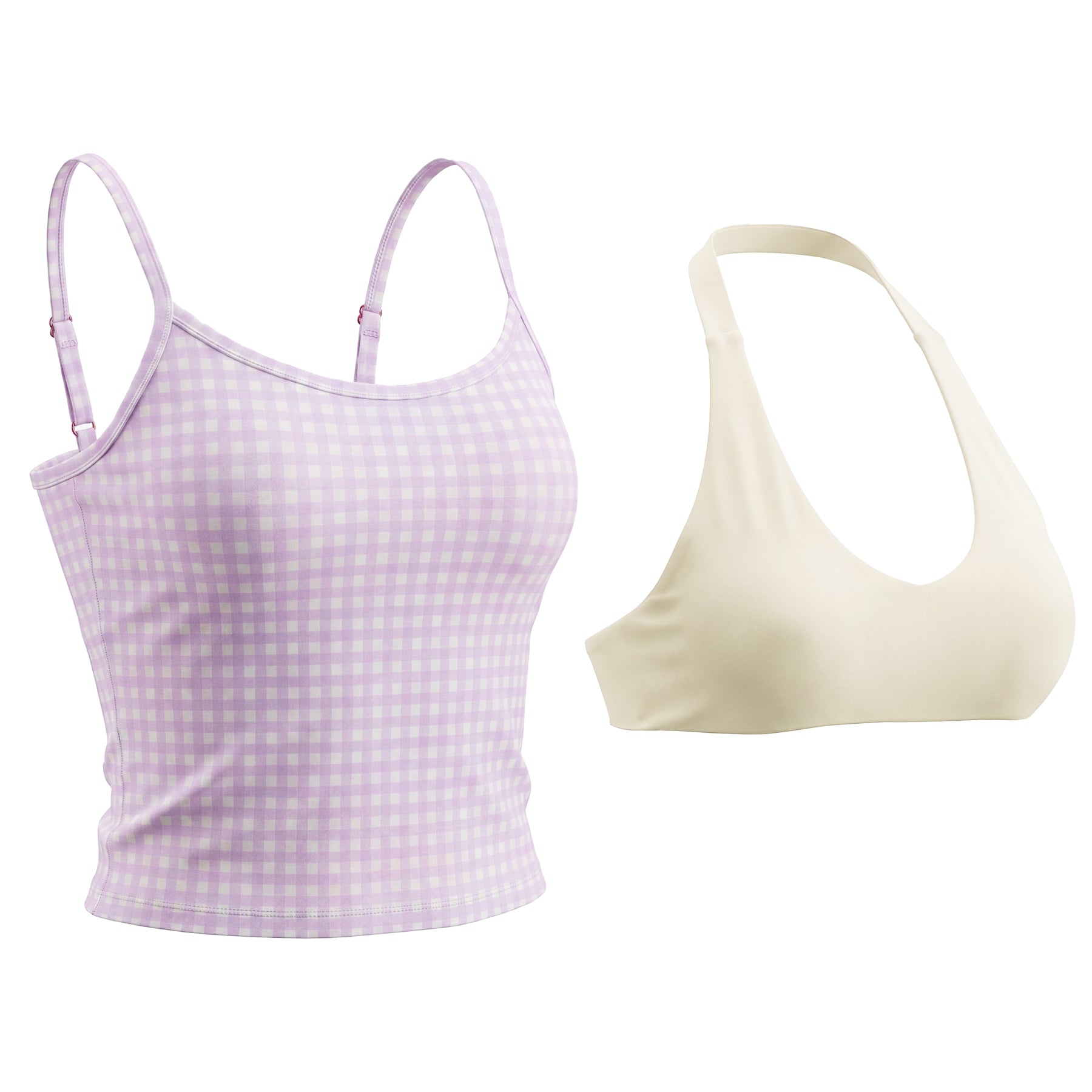 Aoxjox Women's “Dual Core ”Bra & Tank Top Workout 2-Piece Set
