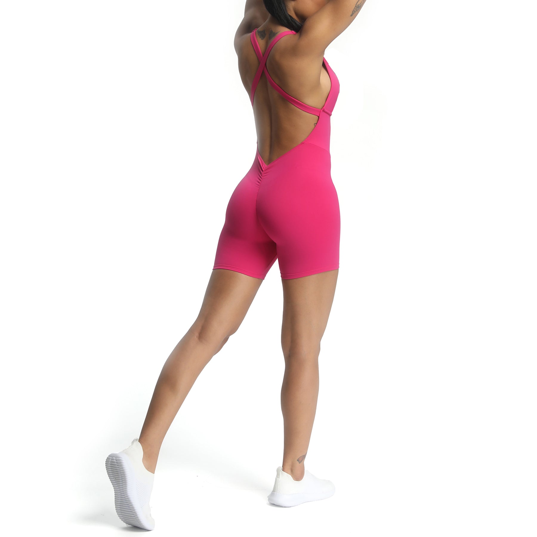 Aoxjox "Brooke"  Open Back Shorts Bodysuit