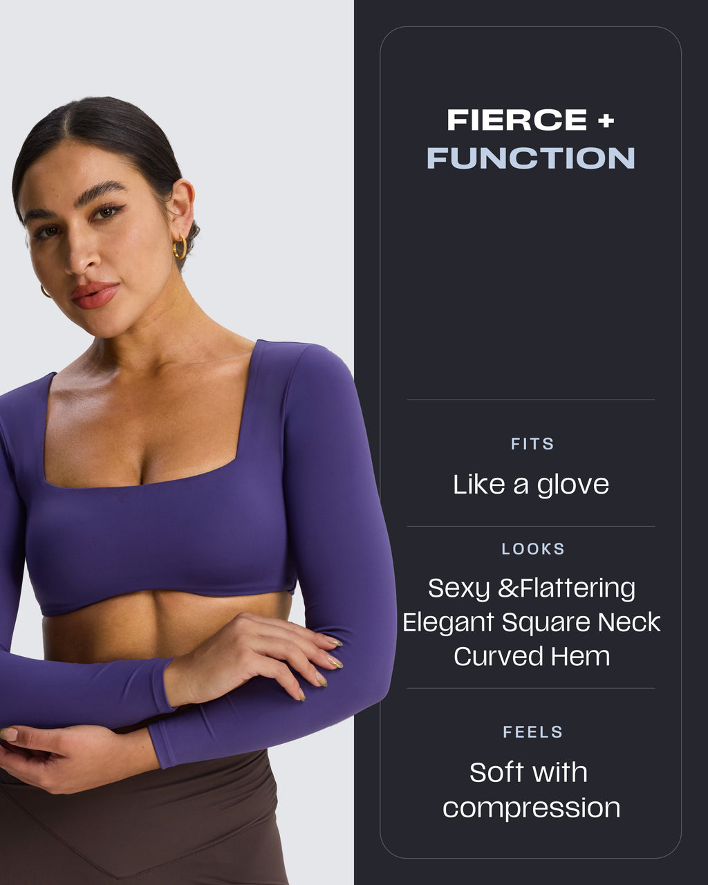 Aoxjox "Skylar" Squareneck Curved Hem Long Sleeve