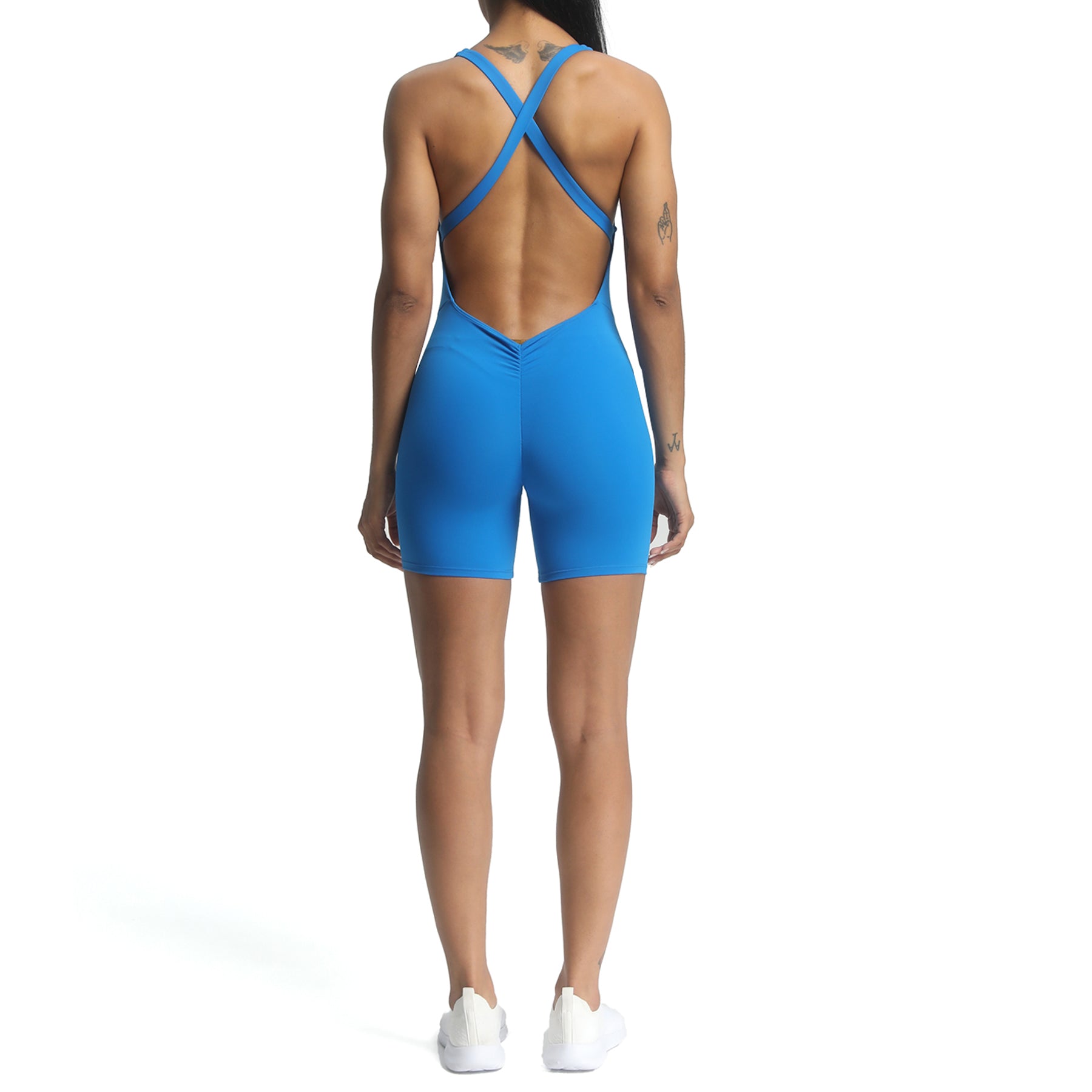Aoxjox "Brooke"  Open Back Shorts Bodysuit