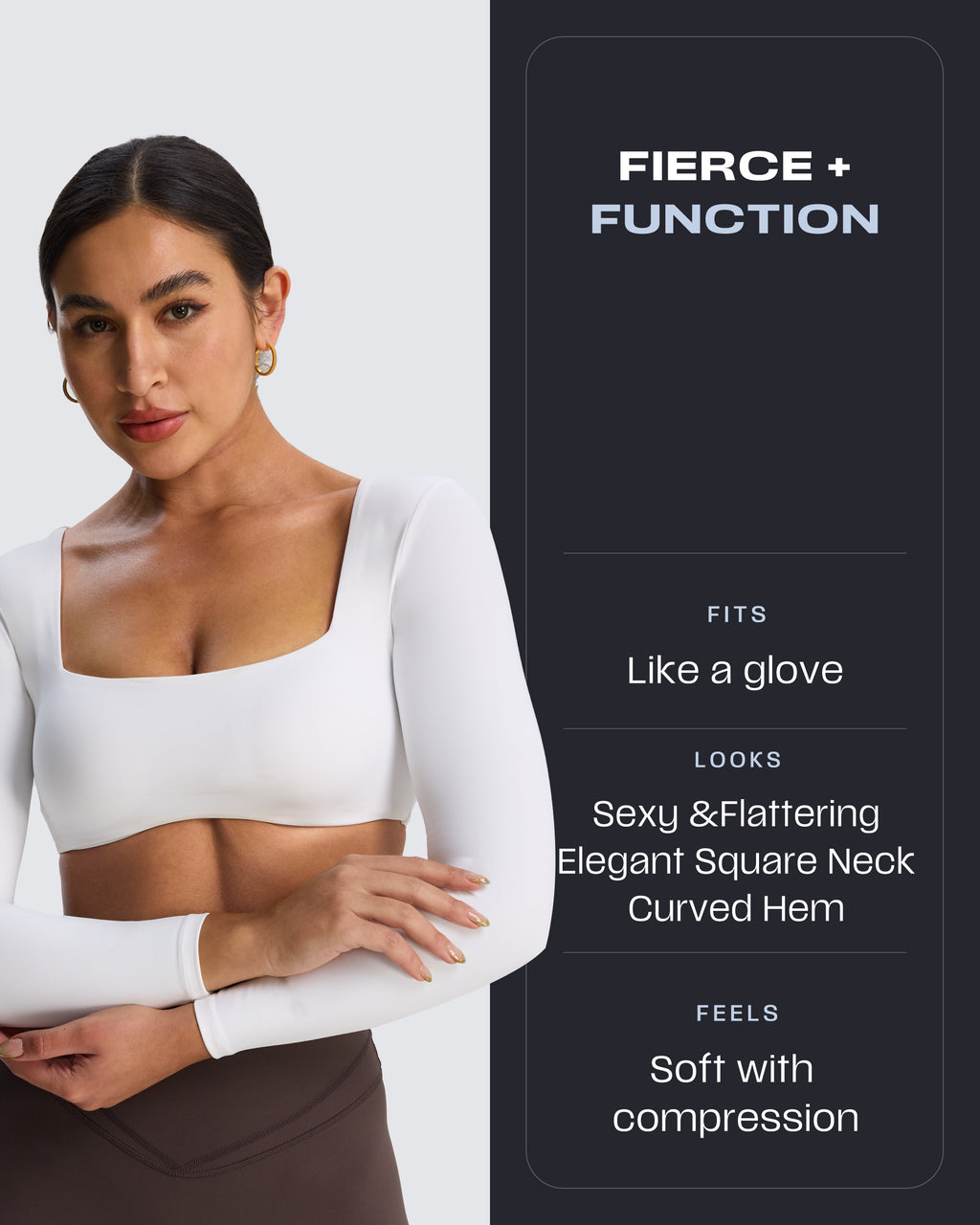 Aoxjox "Skylar" Squareneck Curved Hem Long Sleeve