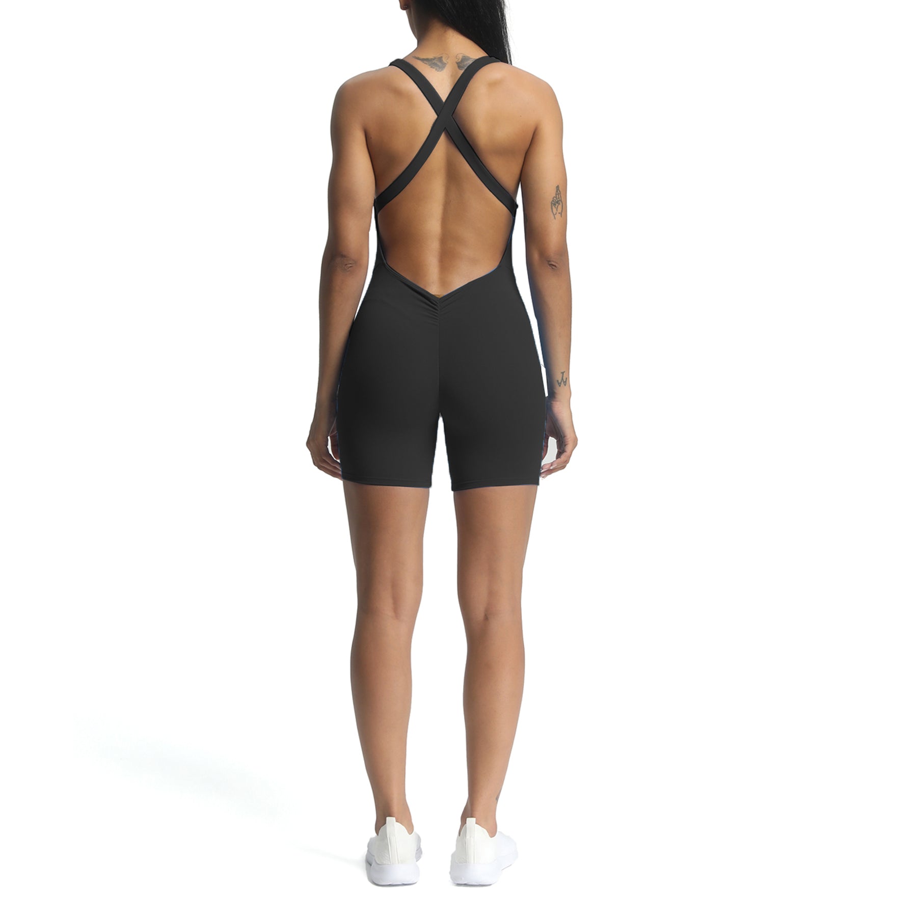 Aoxjox "Brooke"  Open Back Shorts Bodysuit