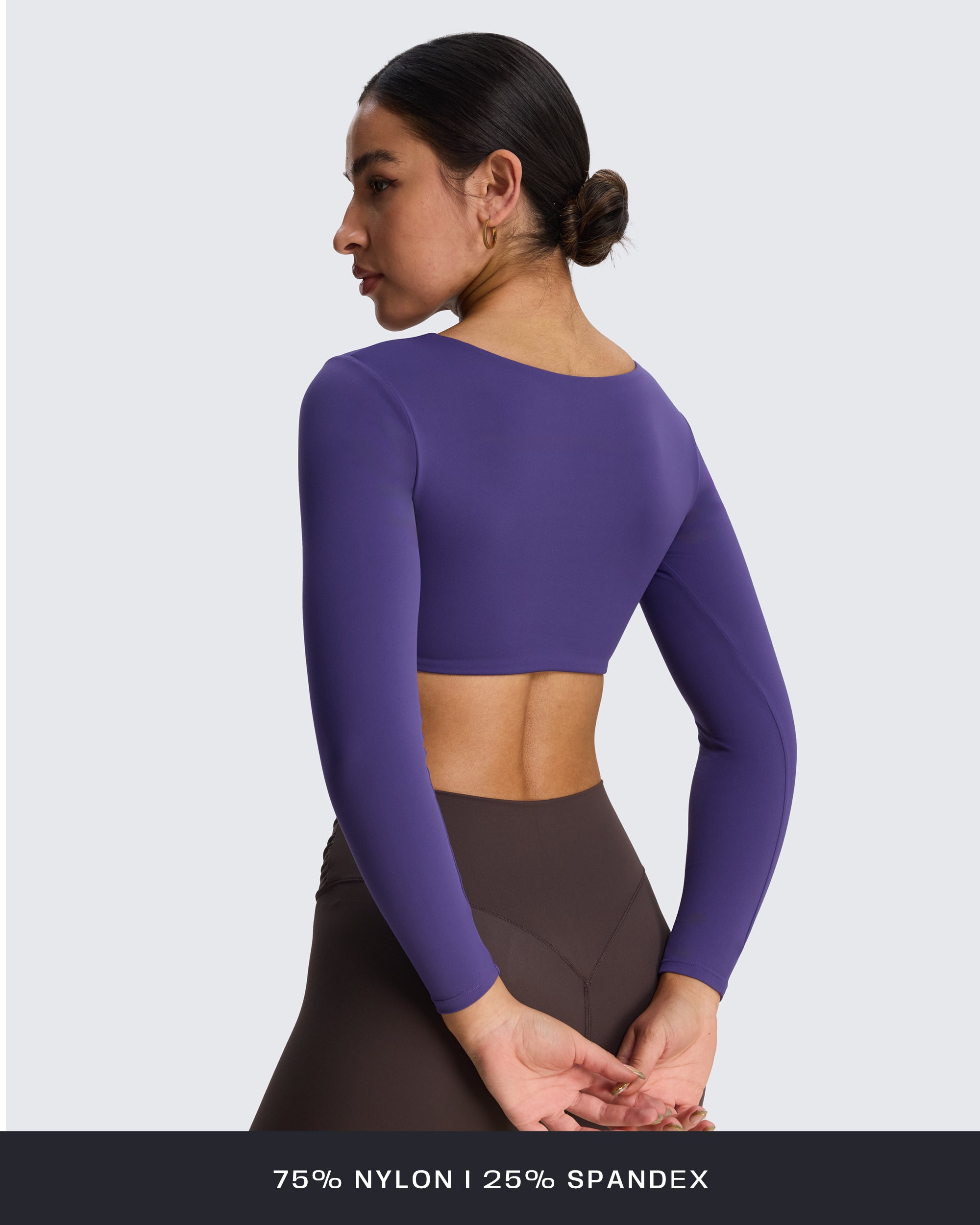 Aoxjox "Skylar" Squareneck Curved Hem Long Sleeve