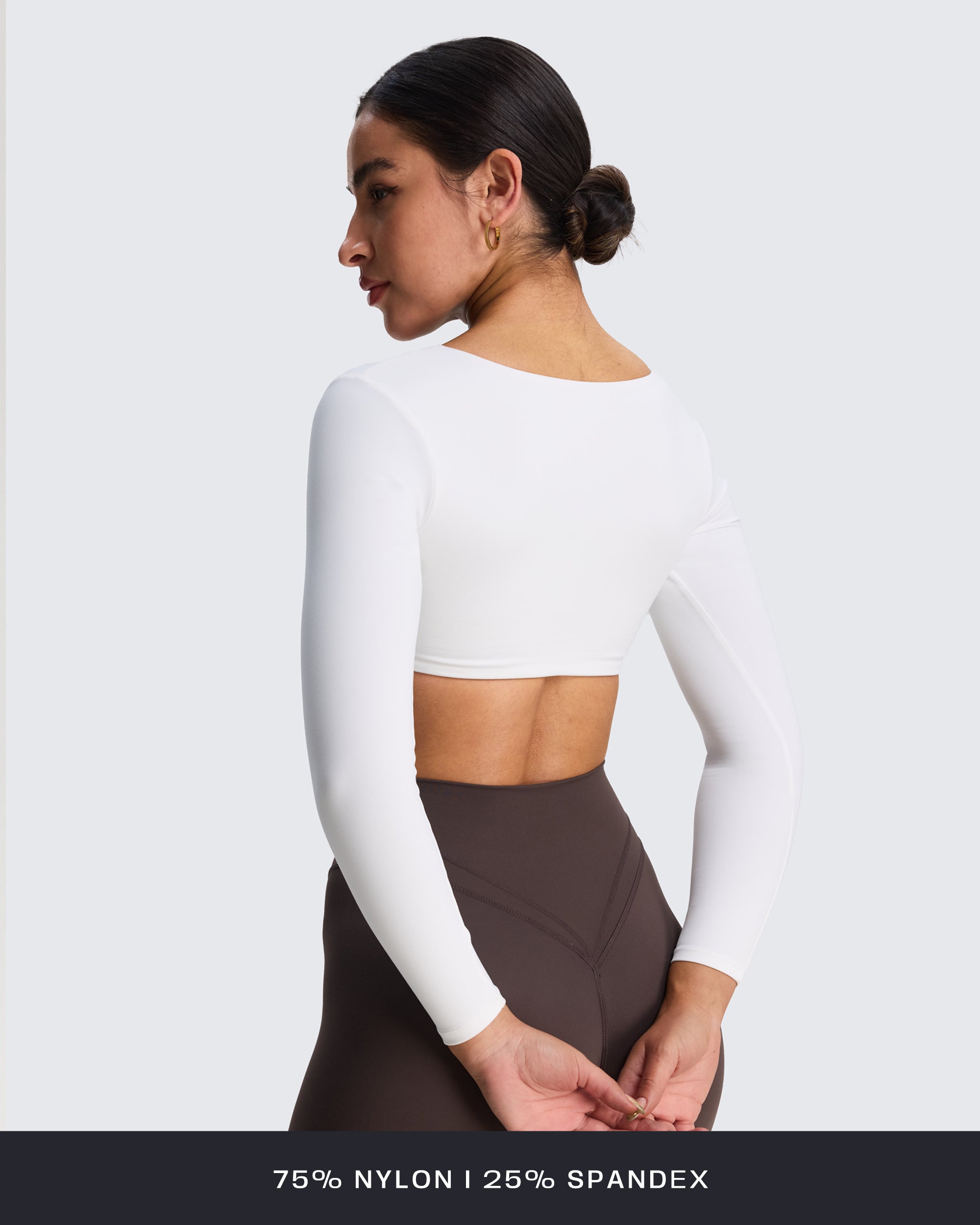 Aoxjox "Skylar" Squareneck Curved Hem Long Sleeve