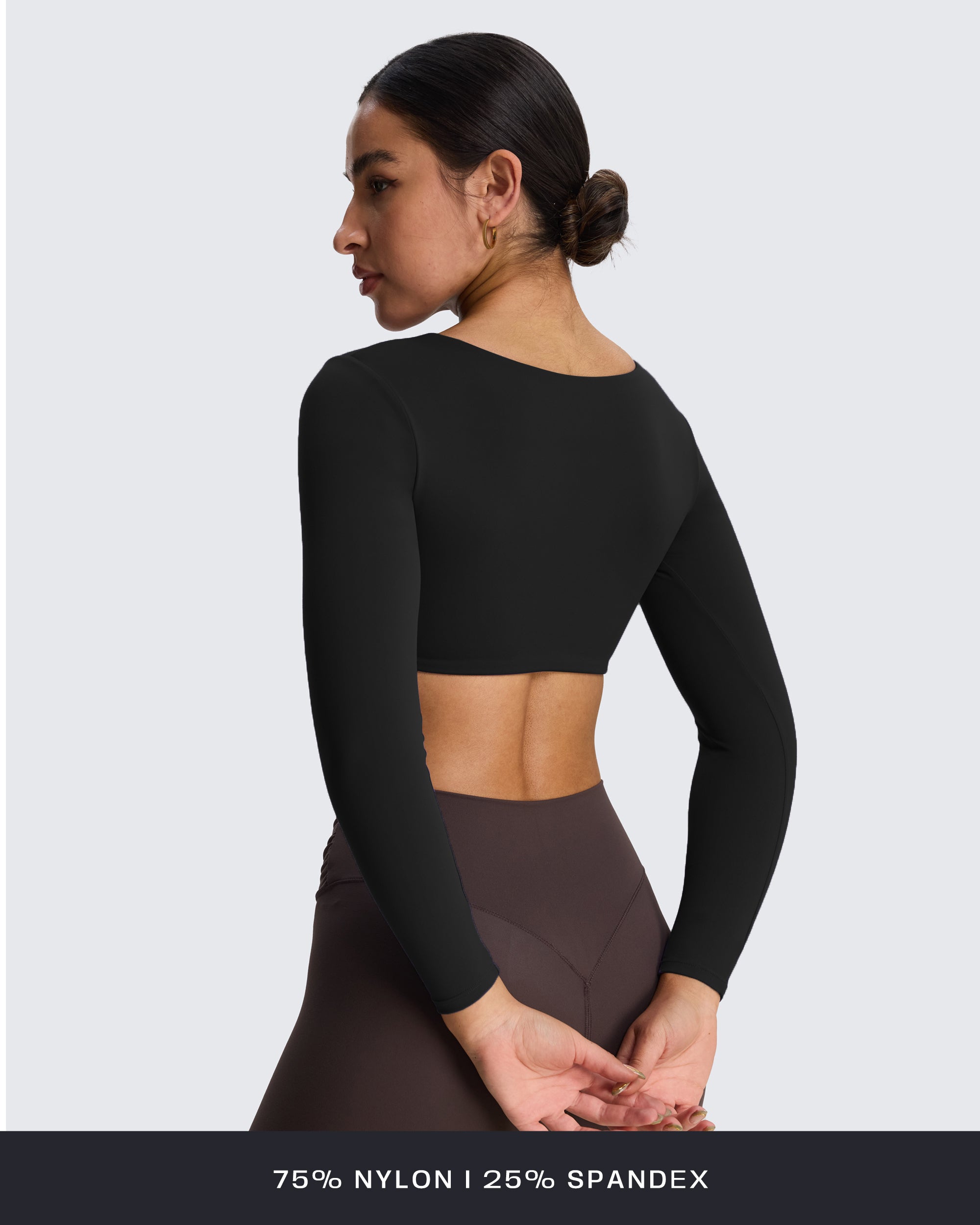 Aoxjox "Skylar" Squareneck Curved Hem Long Sleeve