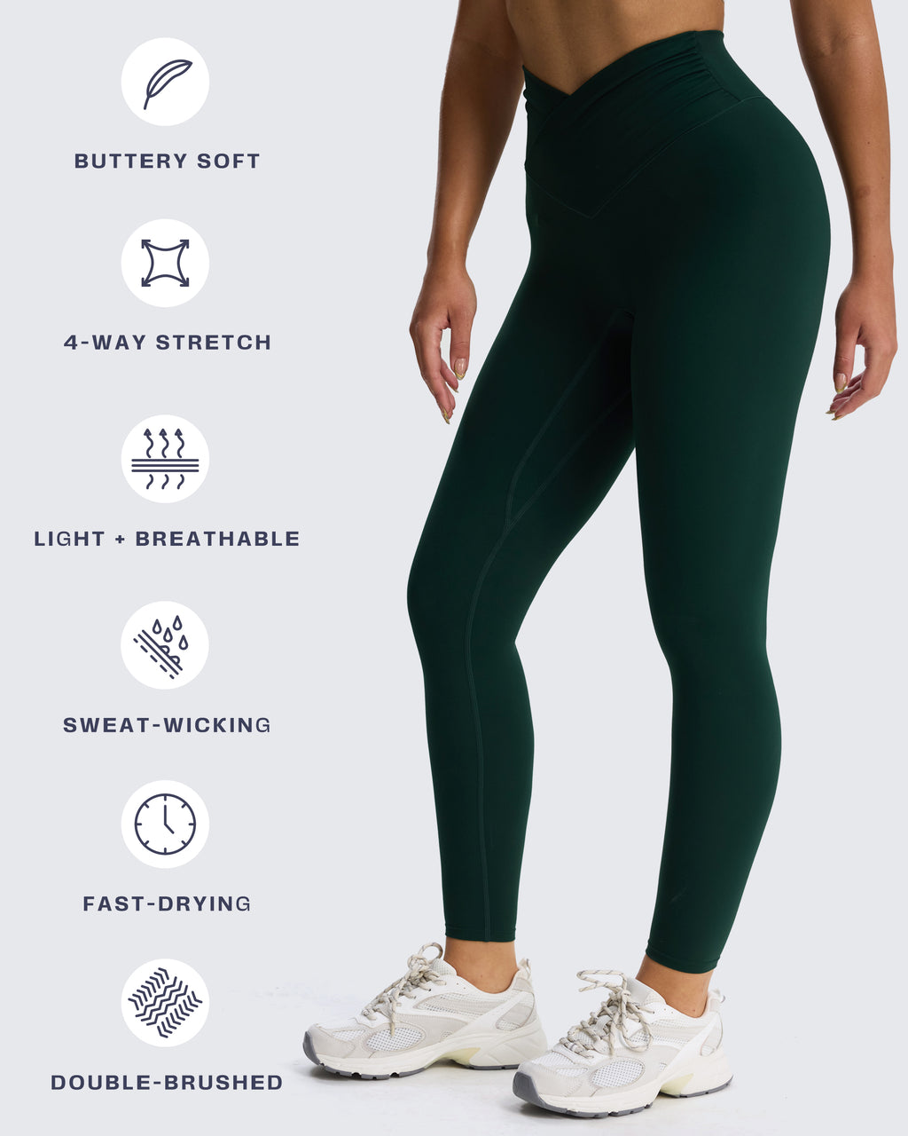 Aoxjox "Venus" Crossover Hidden-Scrunch Leggings