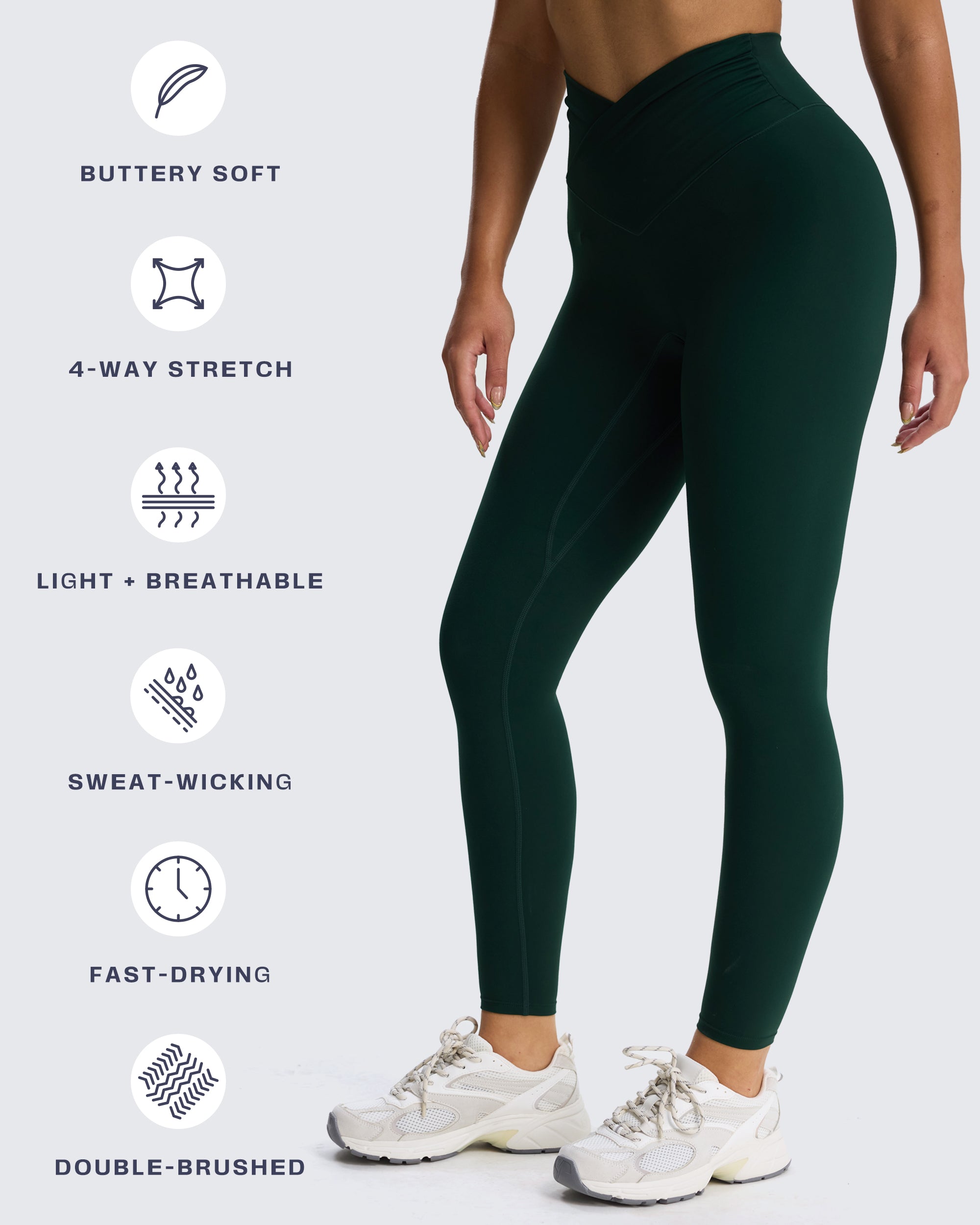 Aoxjox "Venus" Crossover Hidden-Scrunch Leggings