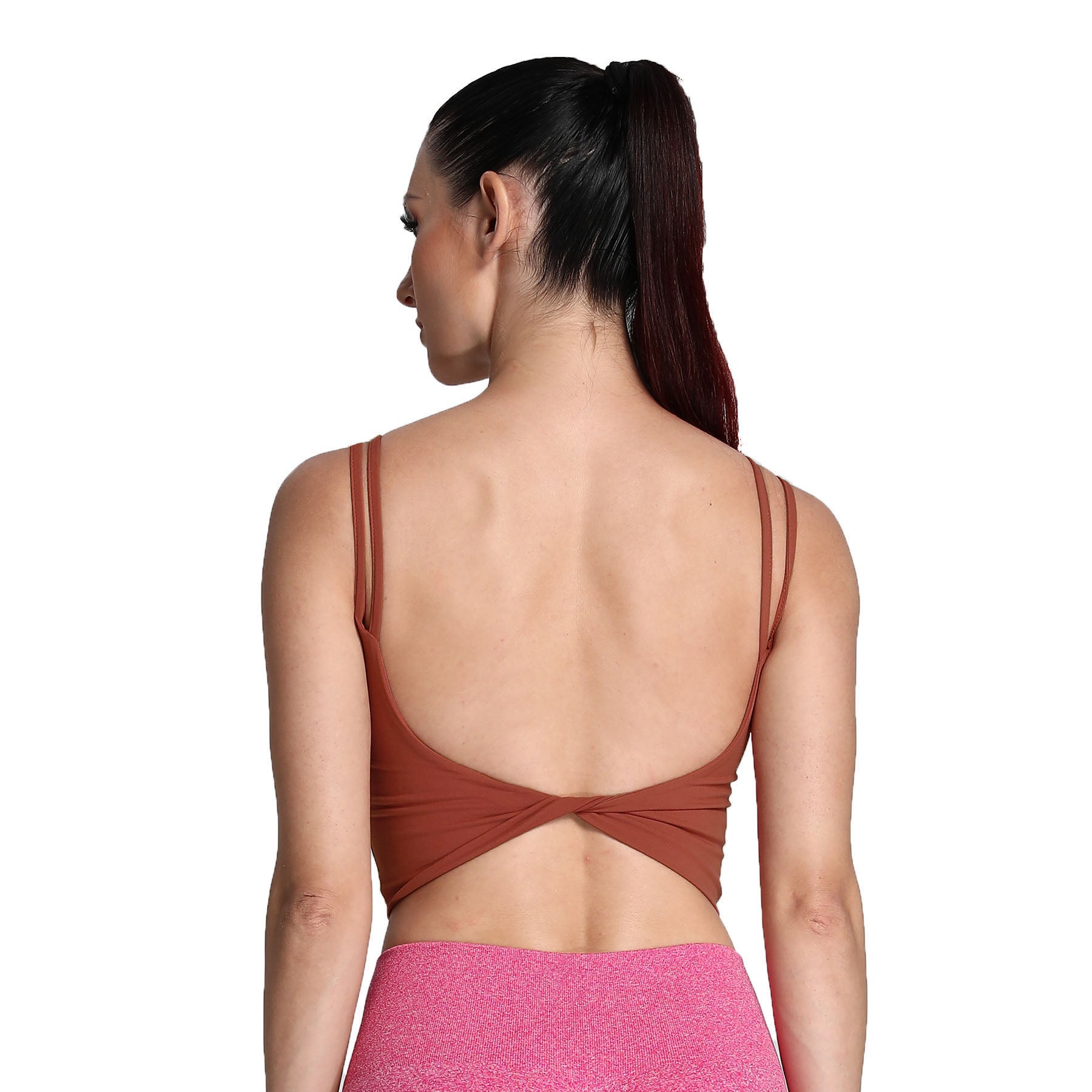 Aoxjox Women's Workout Sports Bras Fitness Padded Backless Yoga Crop Tank  Top Twist Back Cami