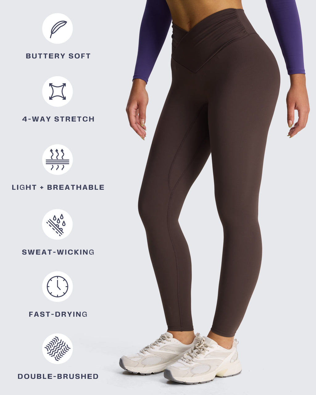 Aoxjox "Venus" Crossover Hidden-Scrunch Leggings