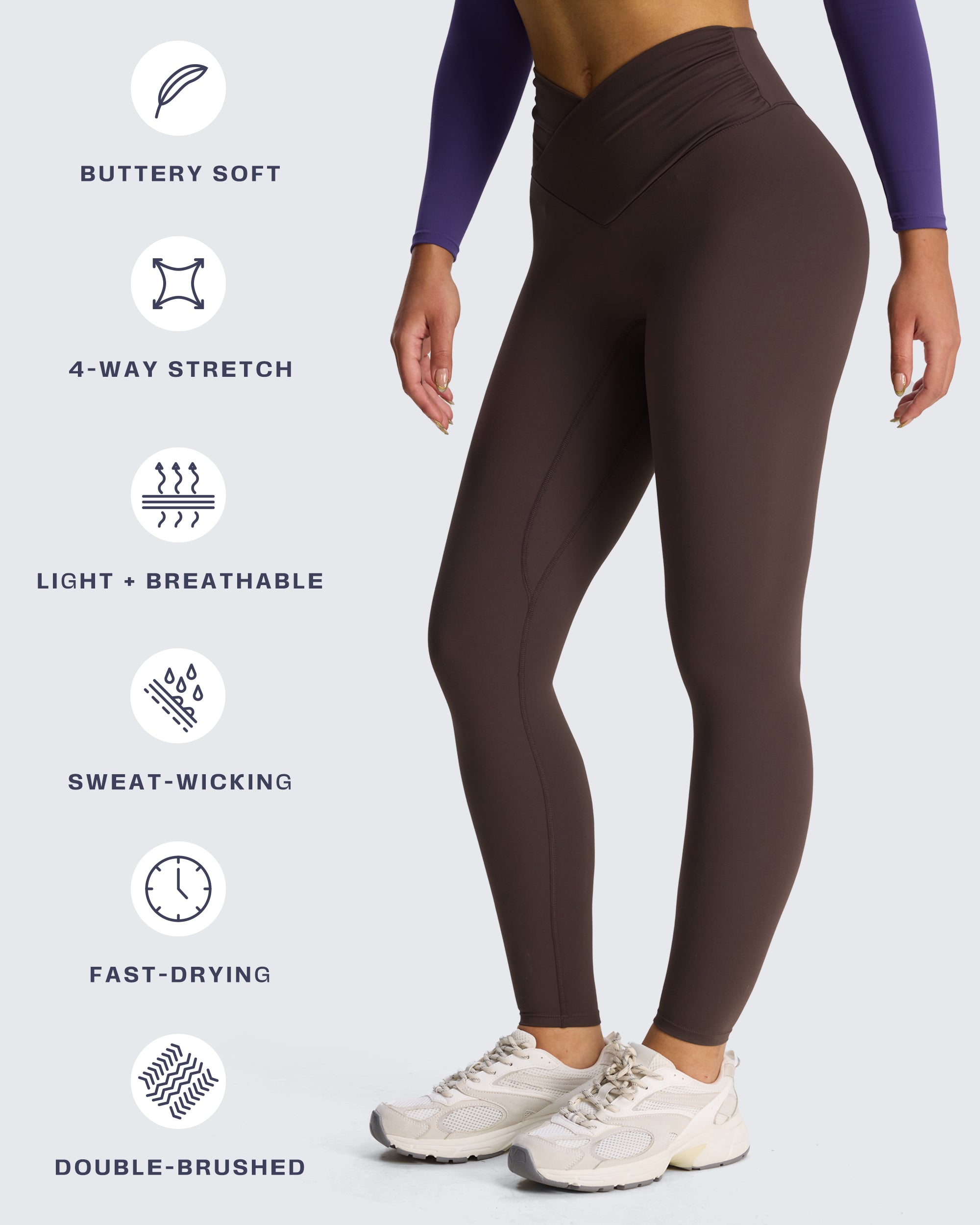 Aoxjox "Venus" Crossover Hidden-Scrunch Leggings