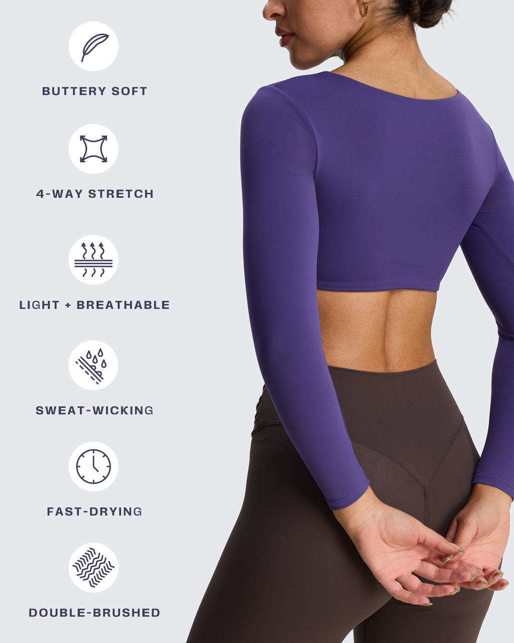 Aoxjox "Skylar" Squareneck Curved Hem Long Sleeve