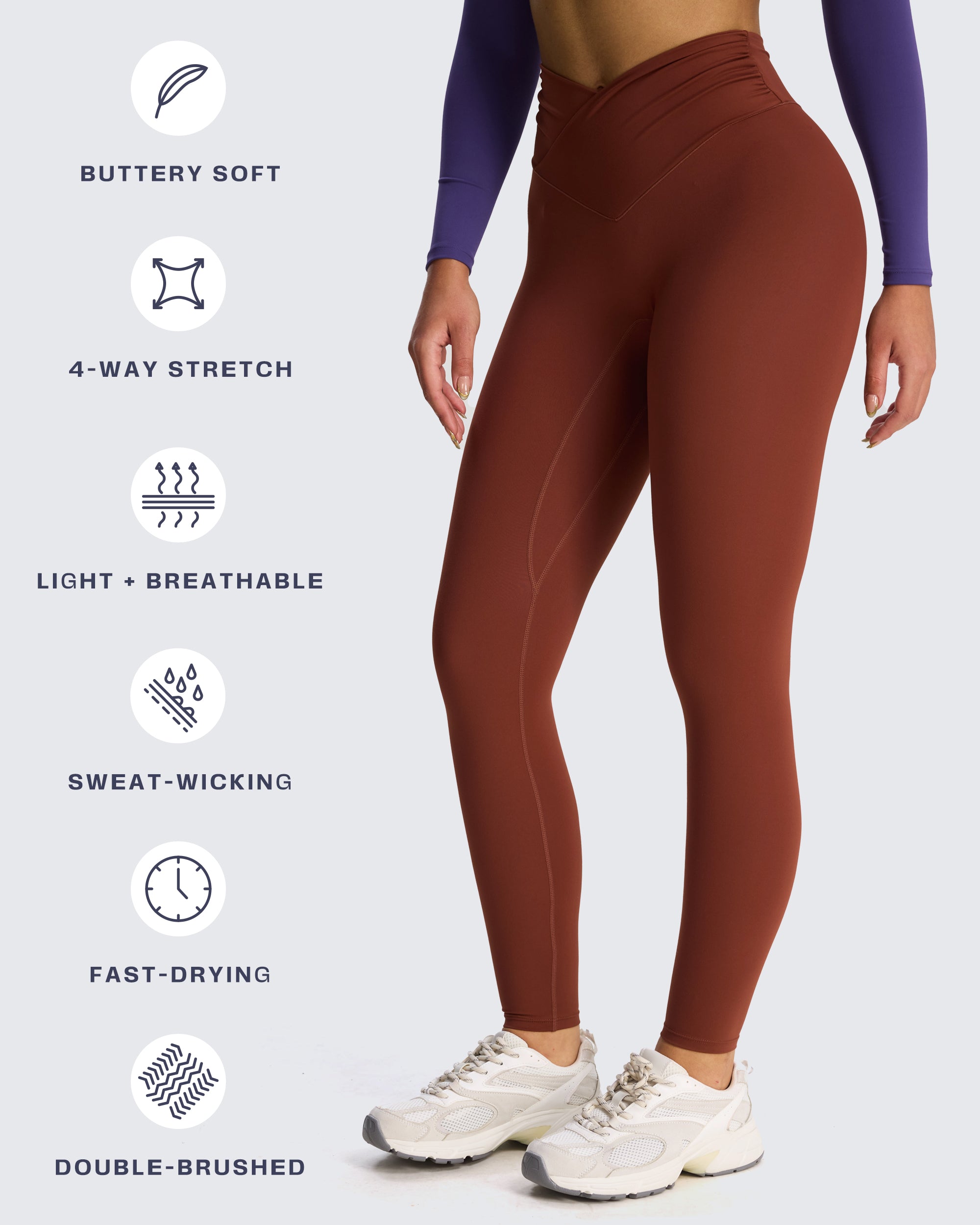 Aoxjox "Venus" Crossover Hidden-Scrunch Leggings