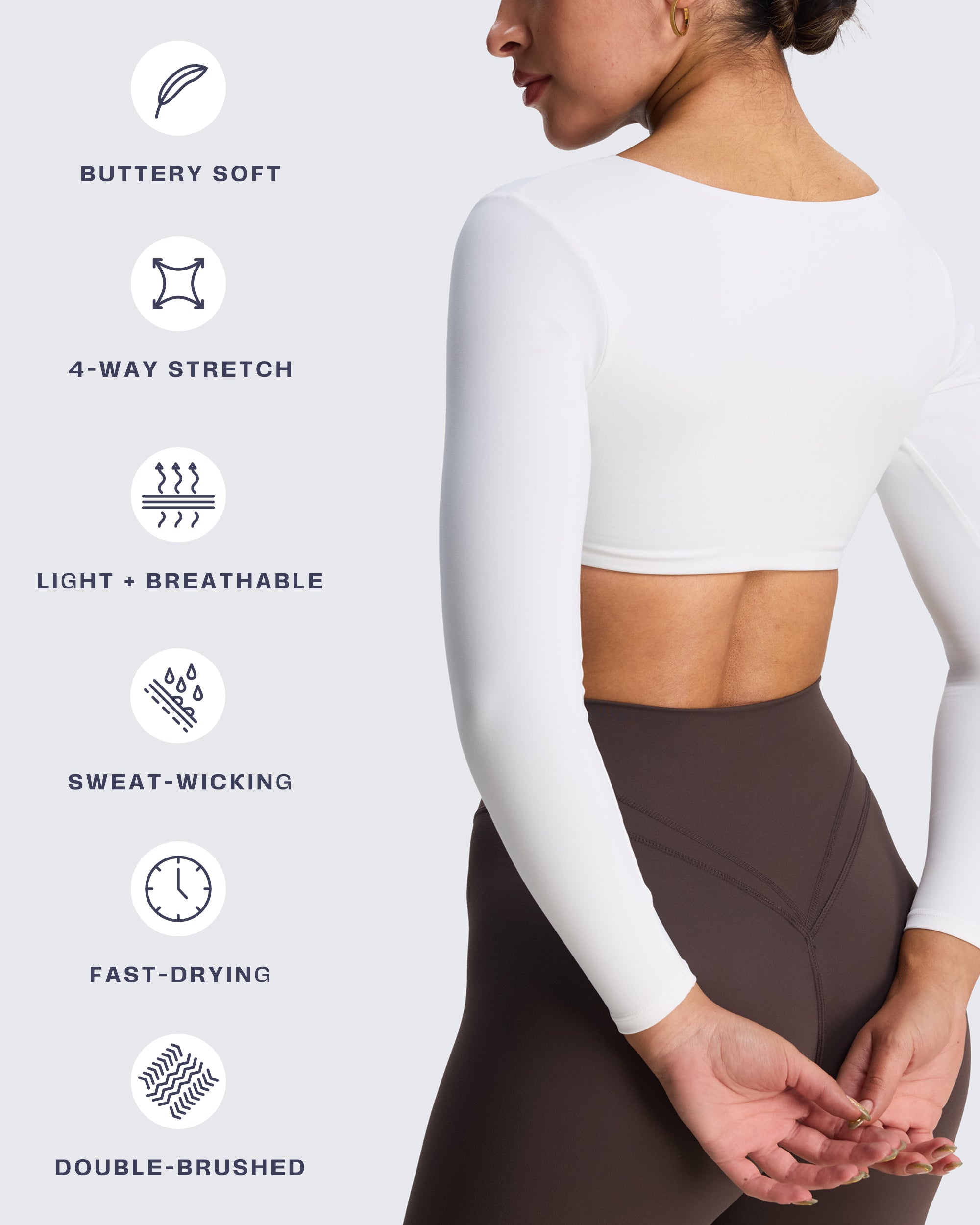 Aoxjox "Skylar" Squareneck Curved Hem Long Sleeve