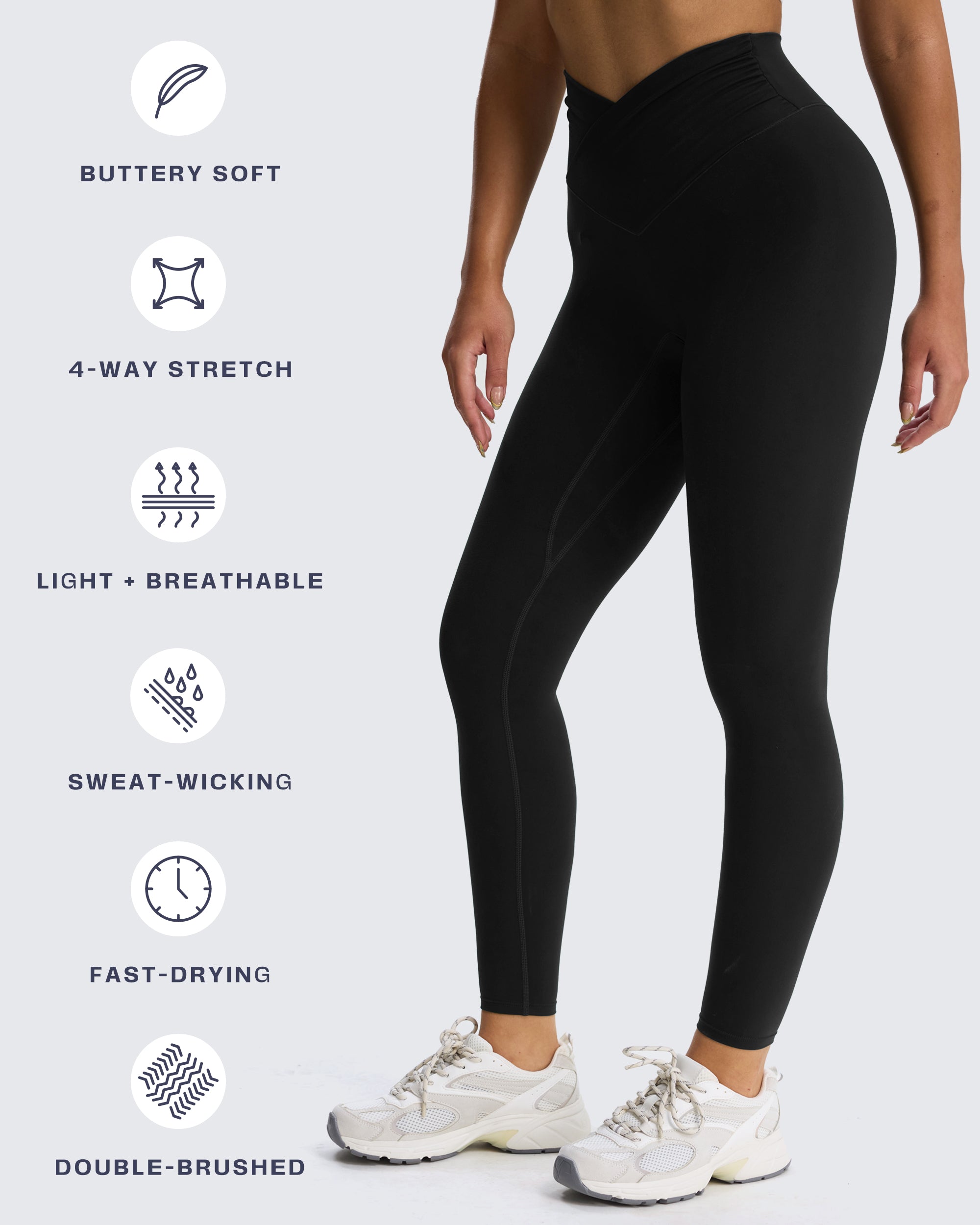 Aoxjox "Venus" Crossover Hidden-Scrunch Leggings