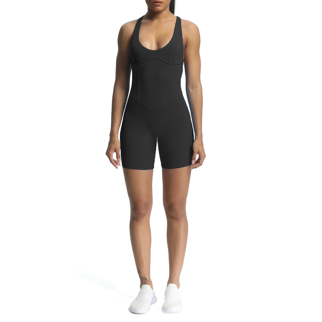 Aoxjox "Brooke"  Open Back Shorts Bodysuit