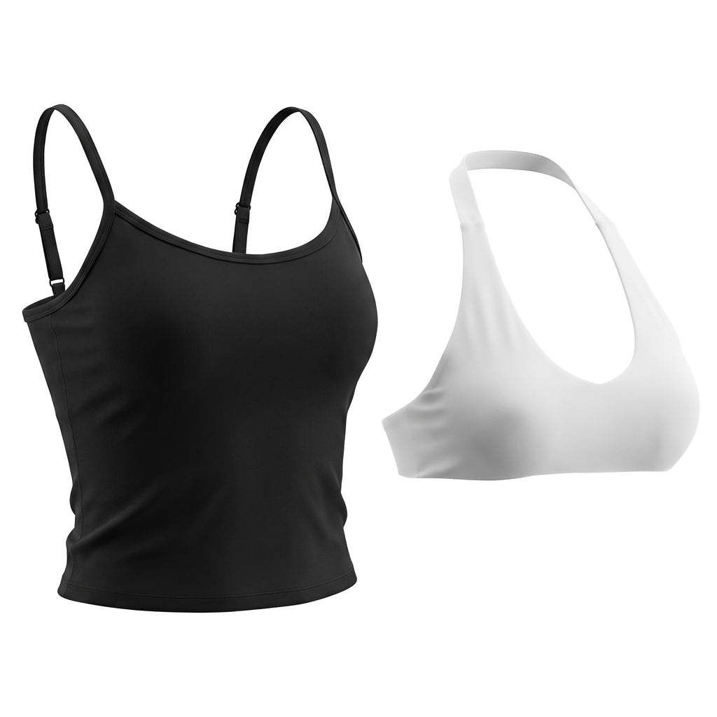 Aoxjox Women's “Dual Core ”Bra & Tank Top Workout 2-Piece Set