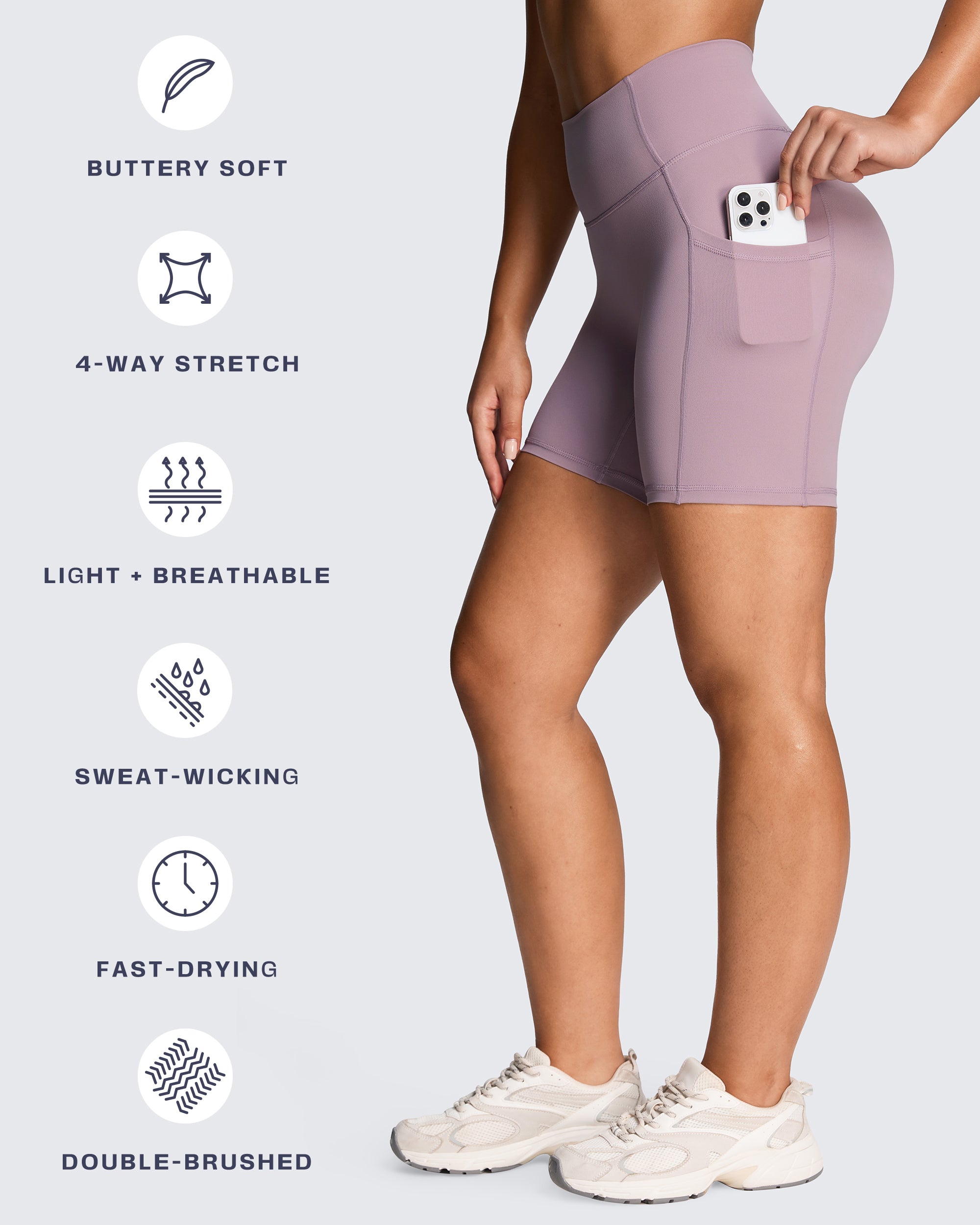 Aoxjox LUXEYOGA 6" Pocket Shorts