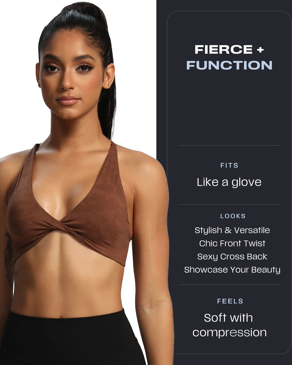 Aoxjox "Sienna"  Sports Bra (DARKS/NEUTRALS)