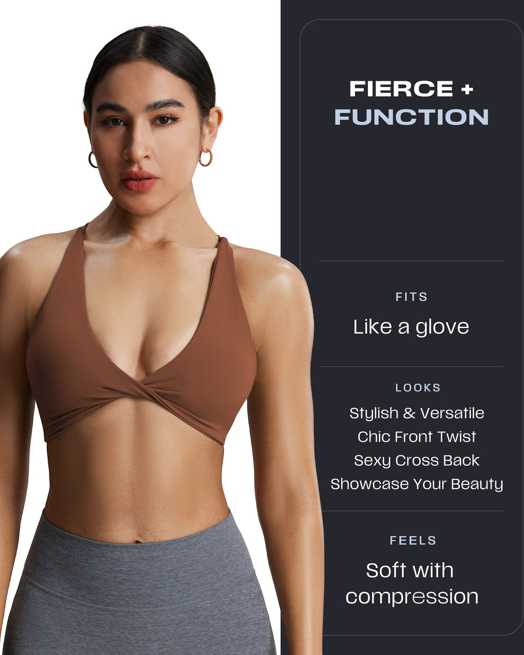 Aoxjox "Sienna"  Sports Bra (DARKS/NEUTRALS)