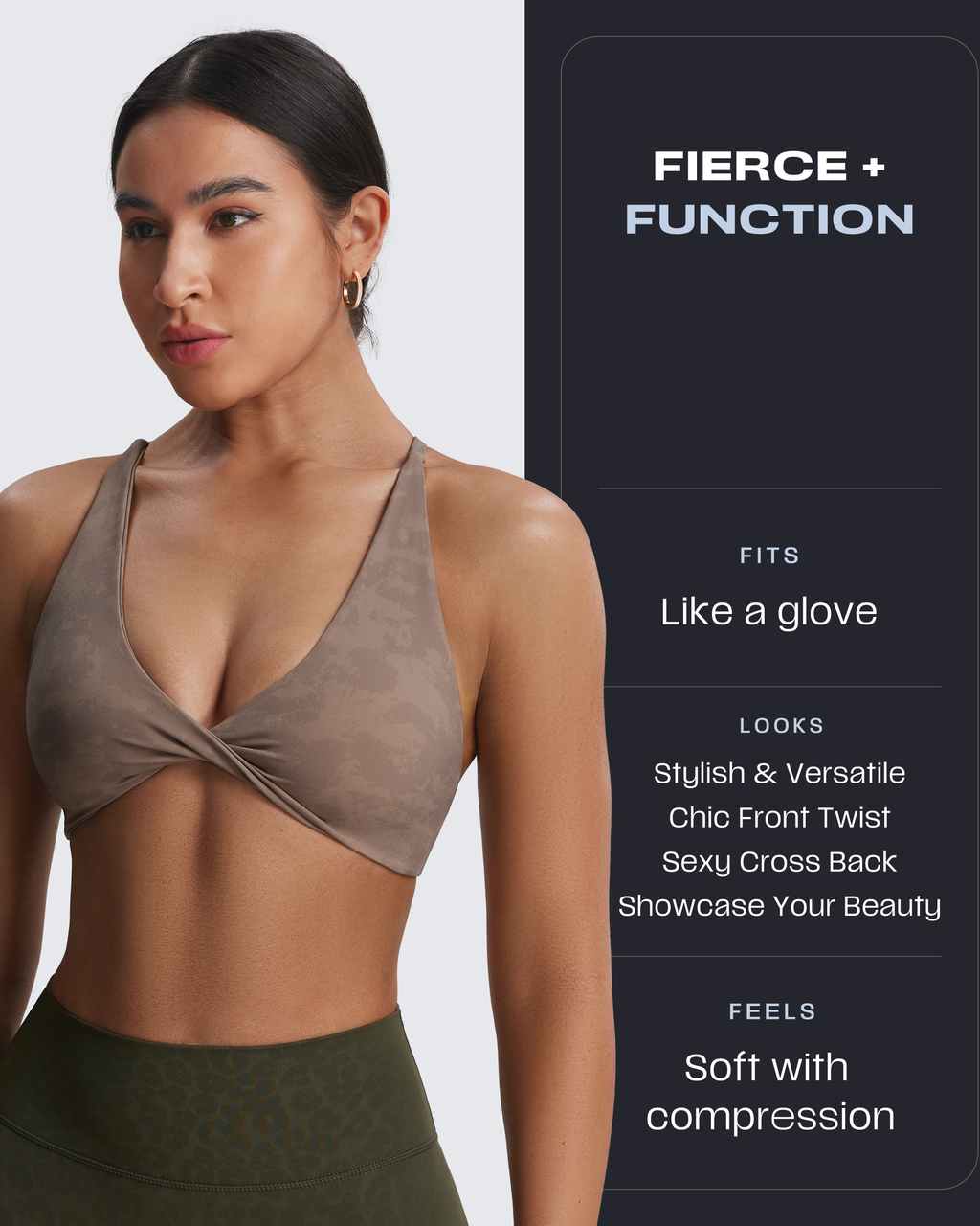 Aoxjox "Sienna"  Sports Bra (DARKS/NEUTRALS)