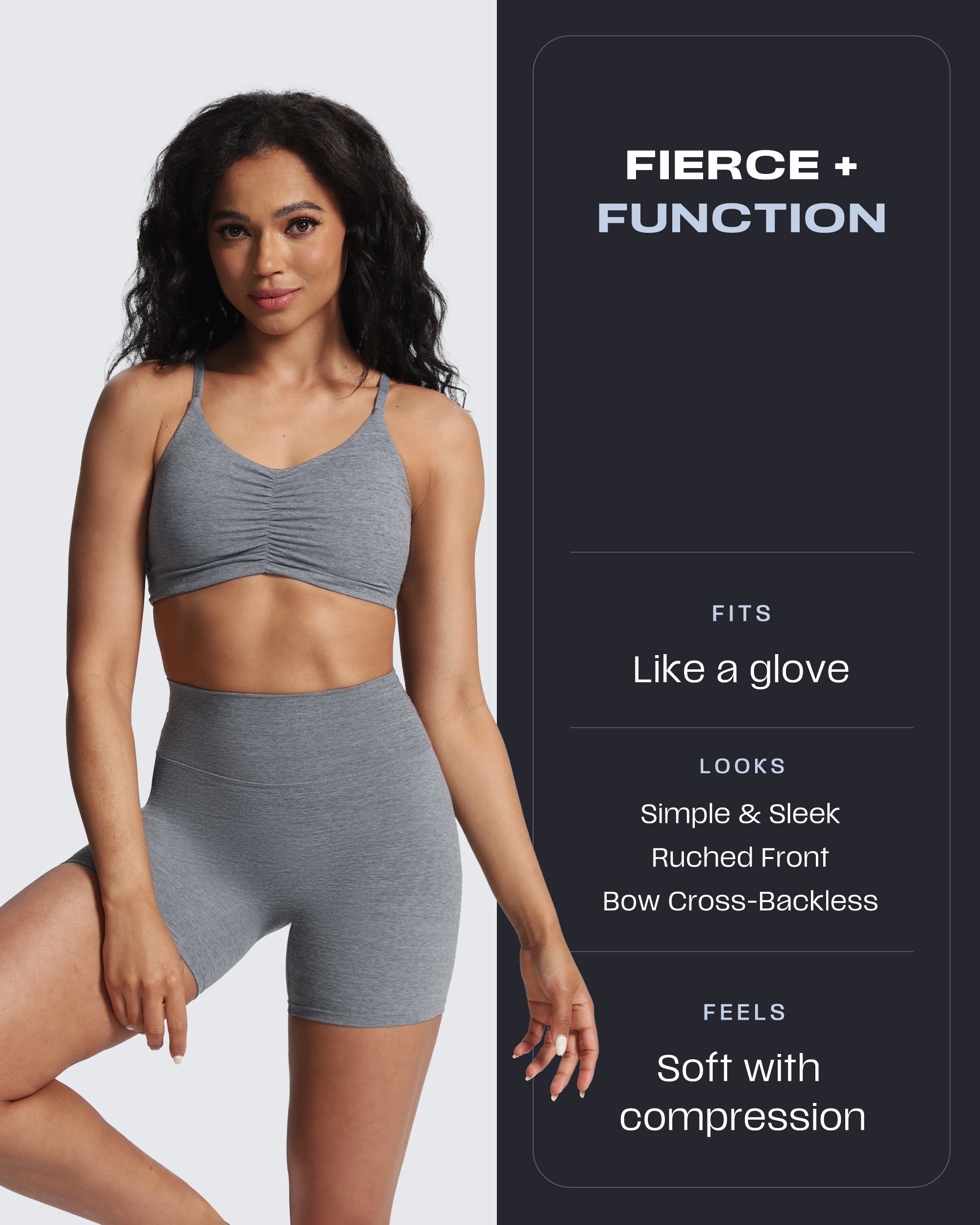 Aoxjox "Ruched Rachel" Strappy Sports Bra