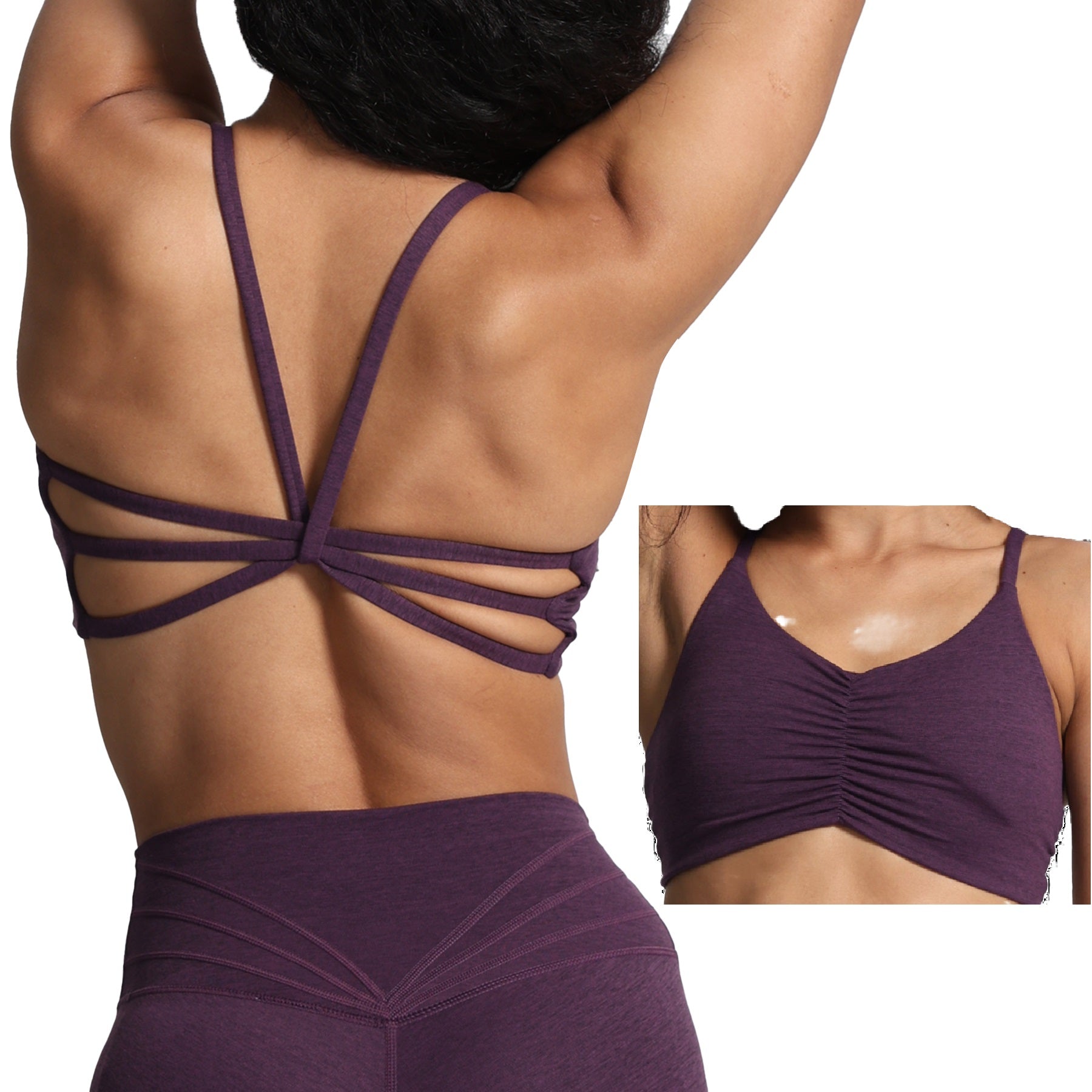 Aoxjox "Ruched Rachel" Strappy Sports Bra