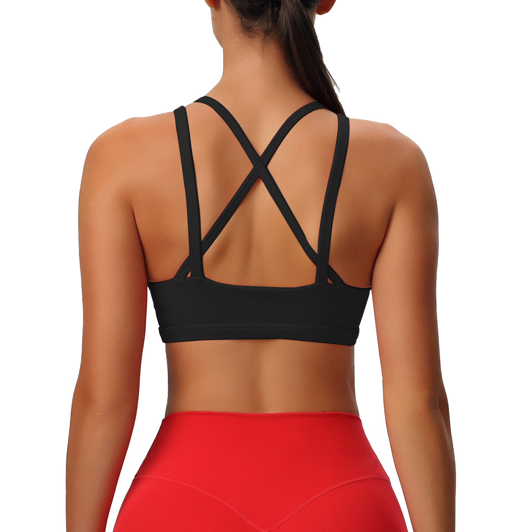 Aoxjox  Sports Bras Fitness Backless Padded Rory Ruched Bra Tank Top