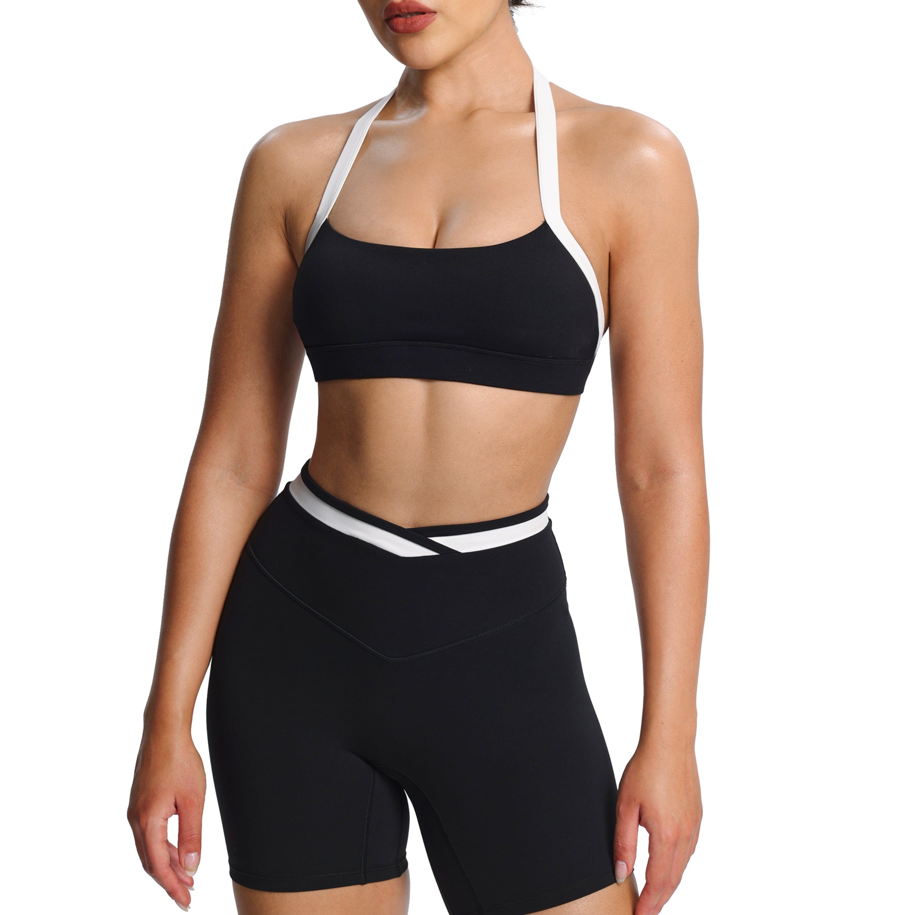 Aoxjox "Vanessa" Color Block Halter Sports Bras