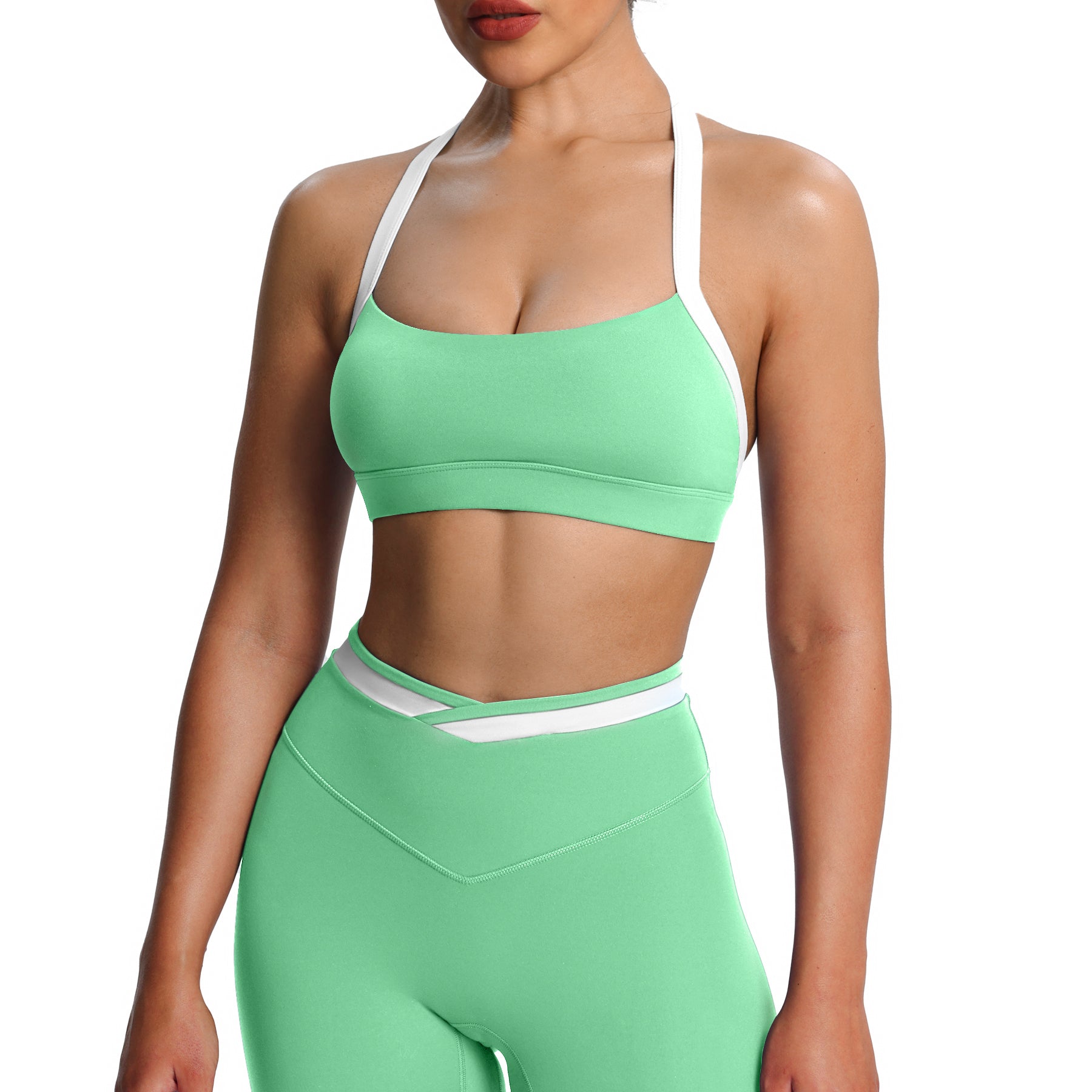 Aoxjox "Vanessa" Color Block Halter Sports Bras