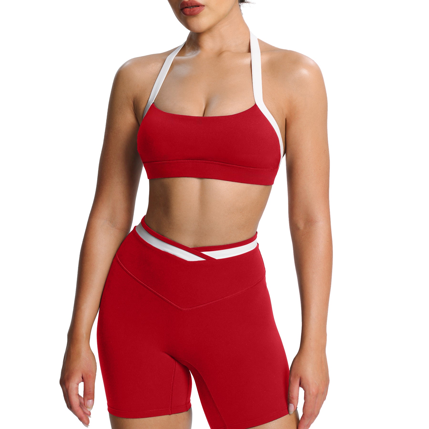 Aoxjox "Vanessa" Color Block Halter Sports Bras