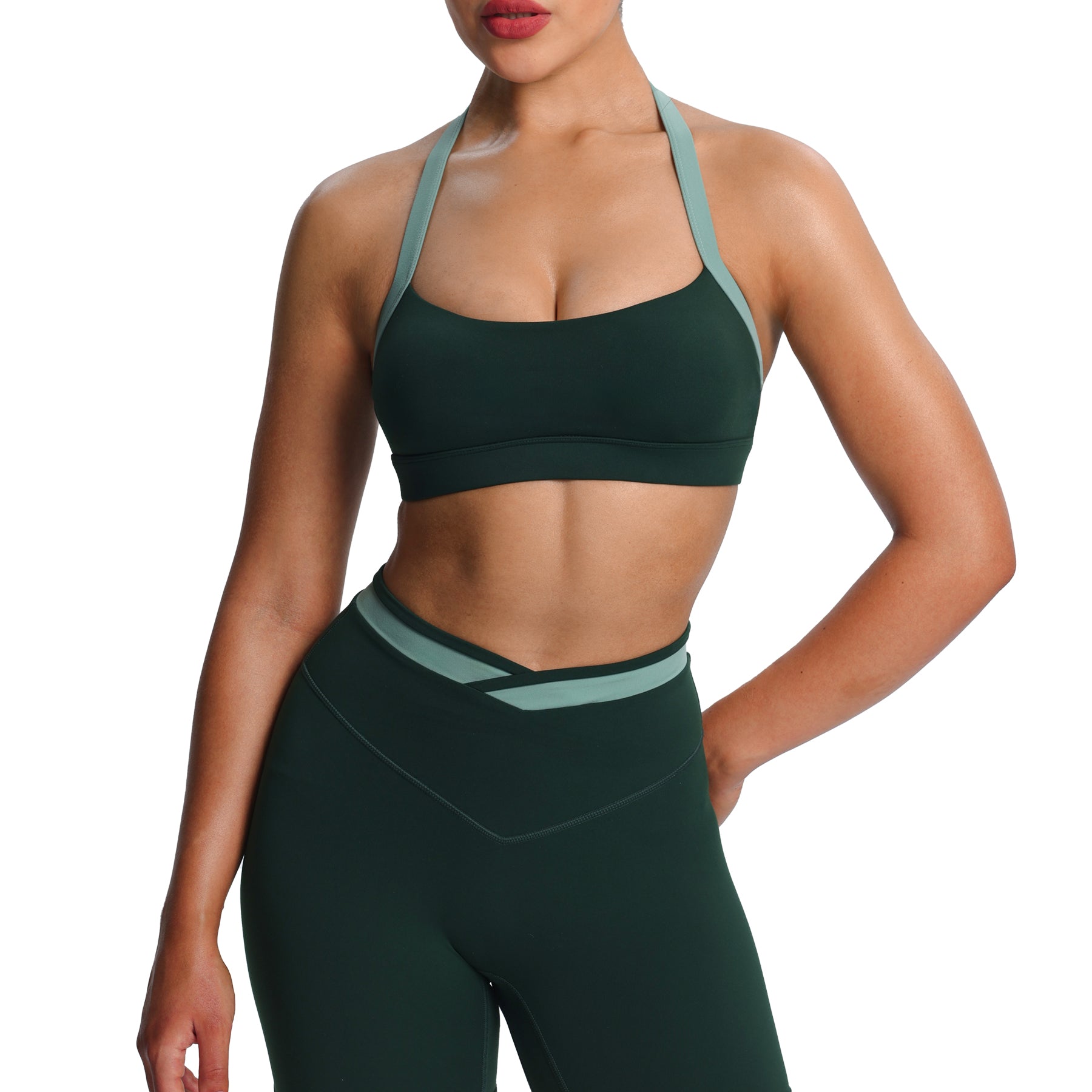 Aoxjox "Vanessa" Color Block Halter Sports Bras