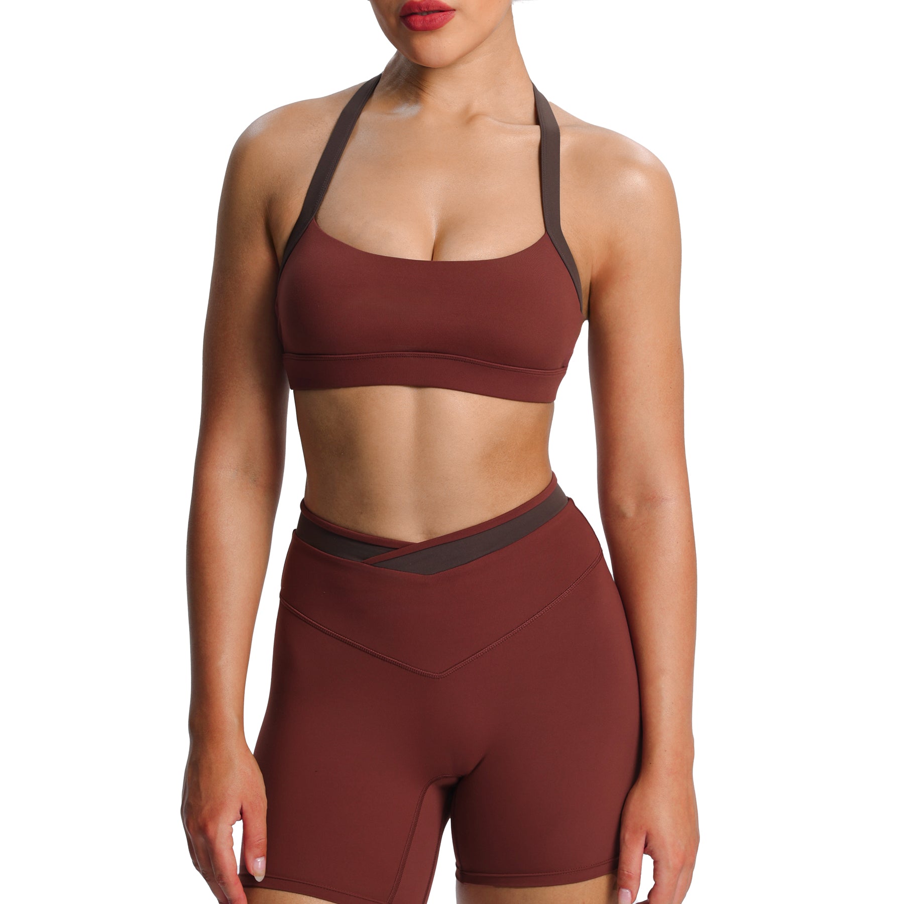 Aoxjox "Vanessa" Color Block Halter Sports Bras