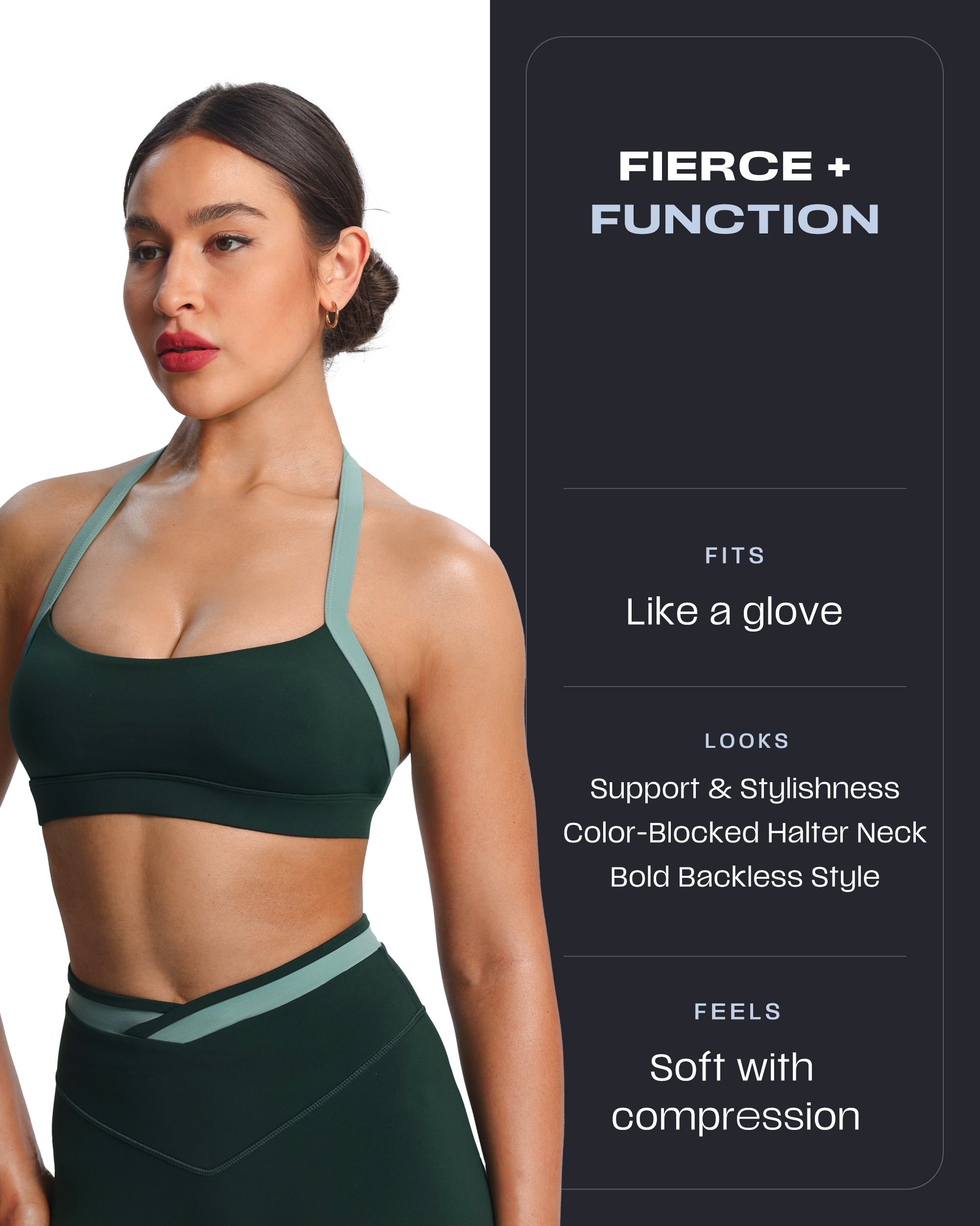 Aoxjox "Vanessa" Color Block Halter Sports Bras