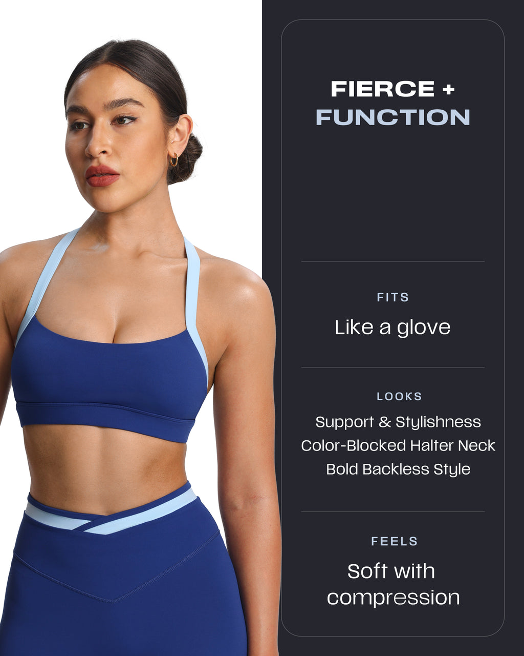 Aoxjox "Vanessa" Color Block Halter Sports Bras