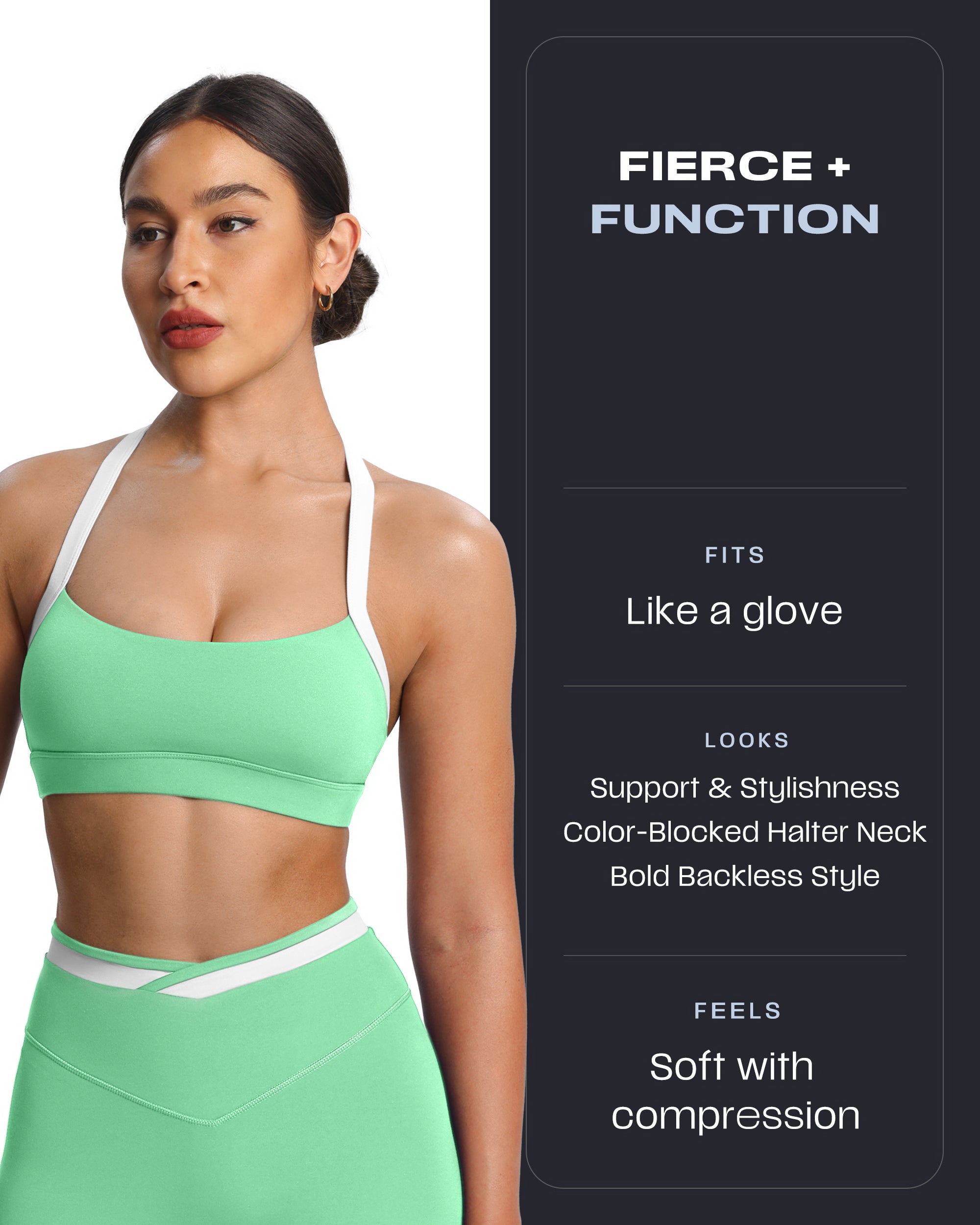 Aoxjox "Vanessa" Color Block Halter Sports Bras