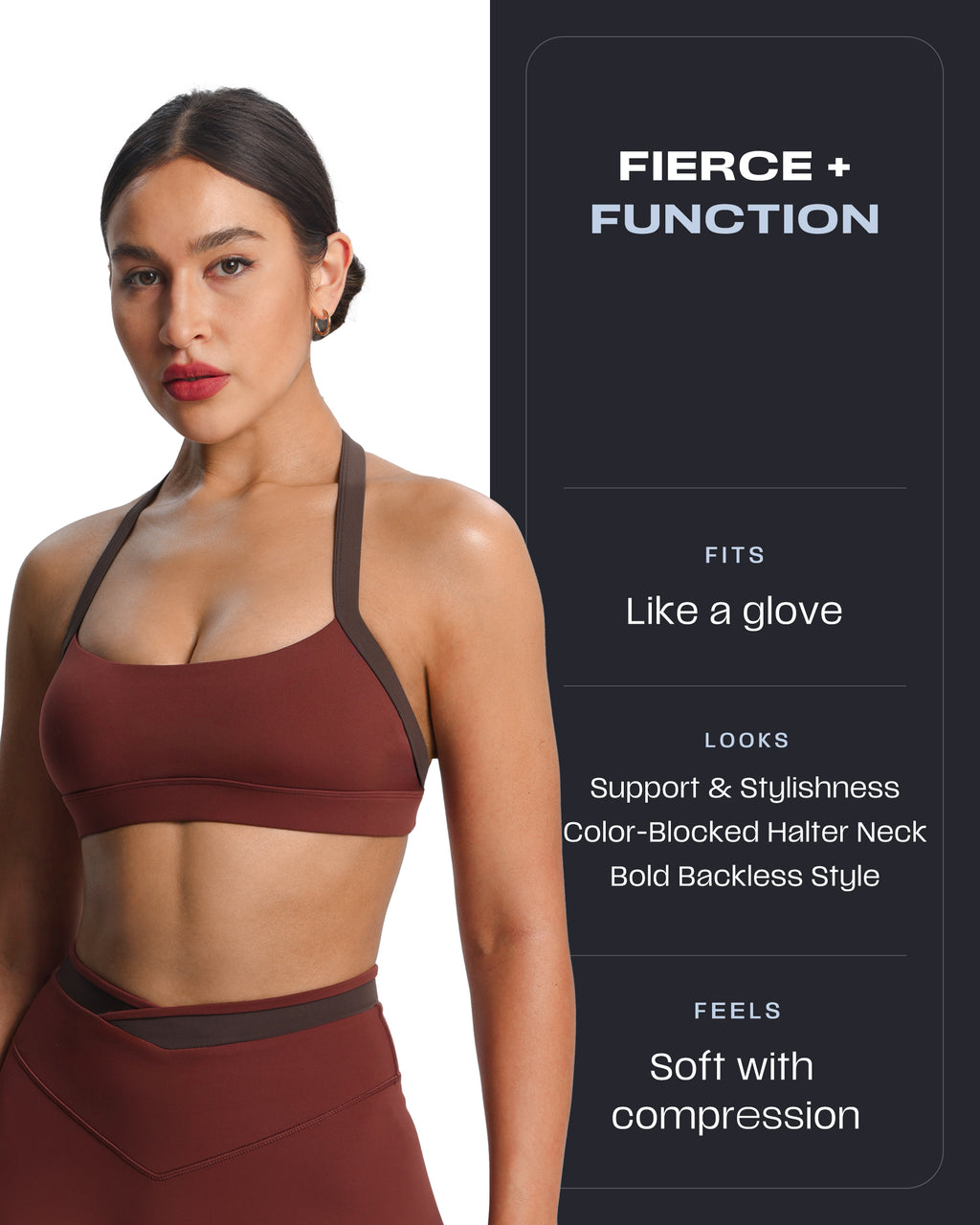 Aoxjox "Vanessa" Color Block Halter Sports Bras