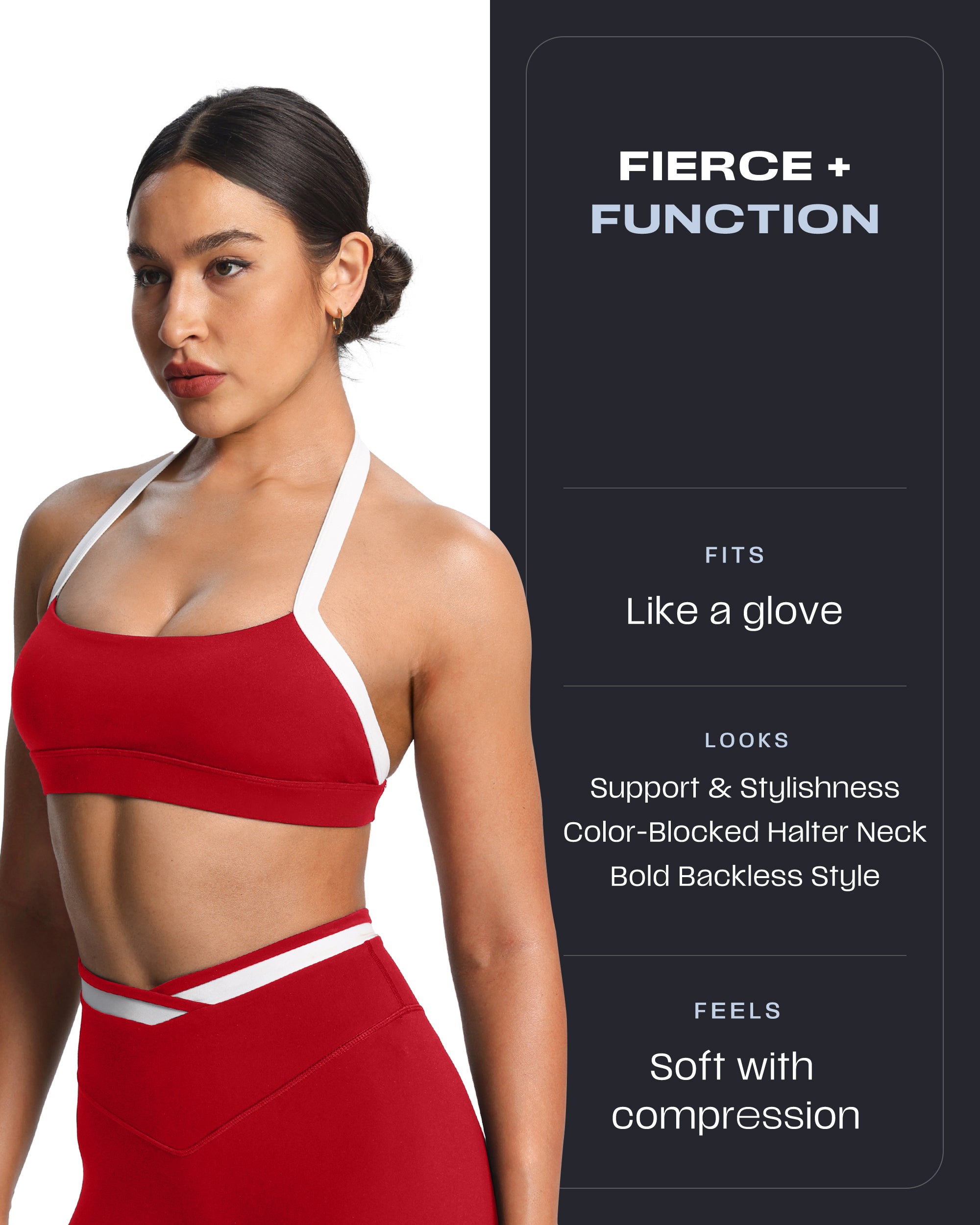 Aoxjox "Vanessa" Color Block Halter Sports Bras