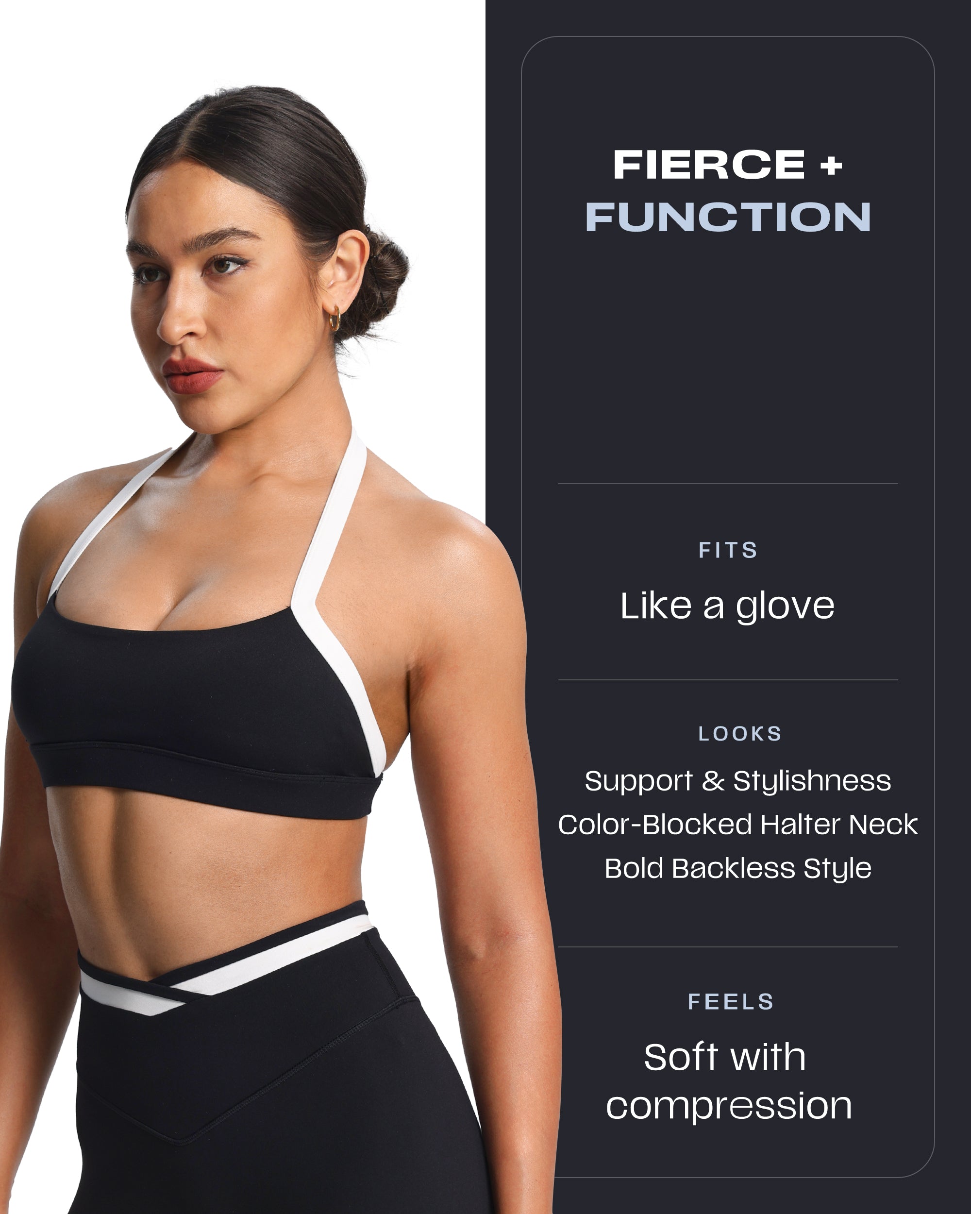 Aoxjox "Vanessa" Color Block Halter Sports Bras