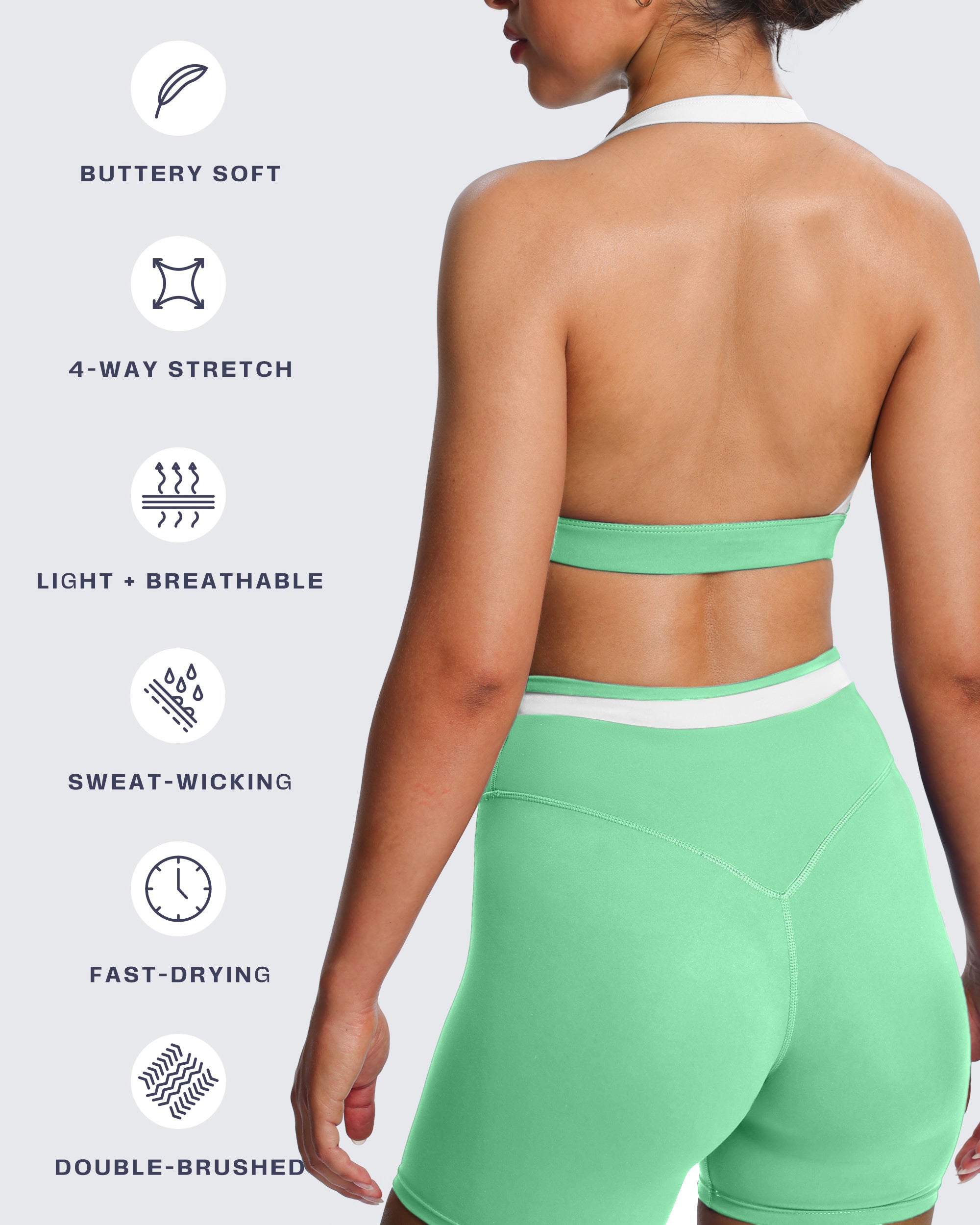 Aoxjox "Vanessa" Color Block Halter Sports Bras