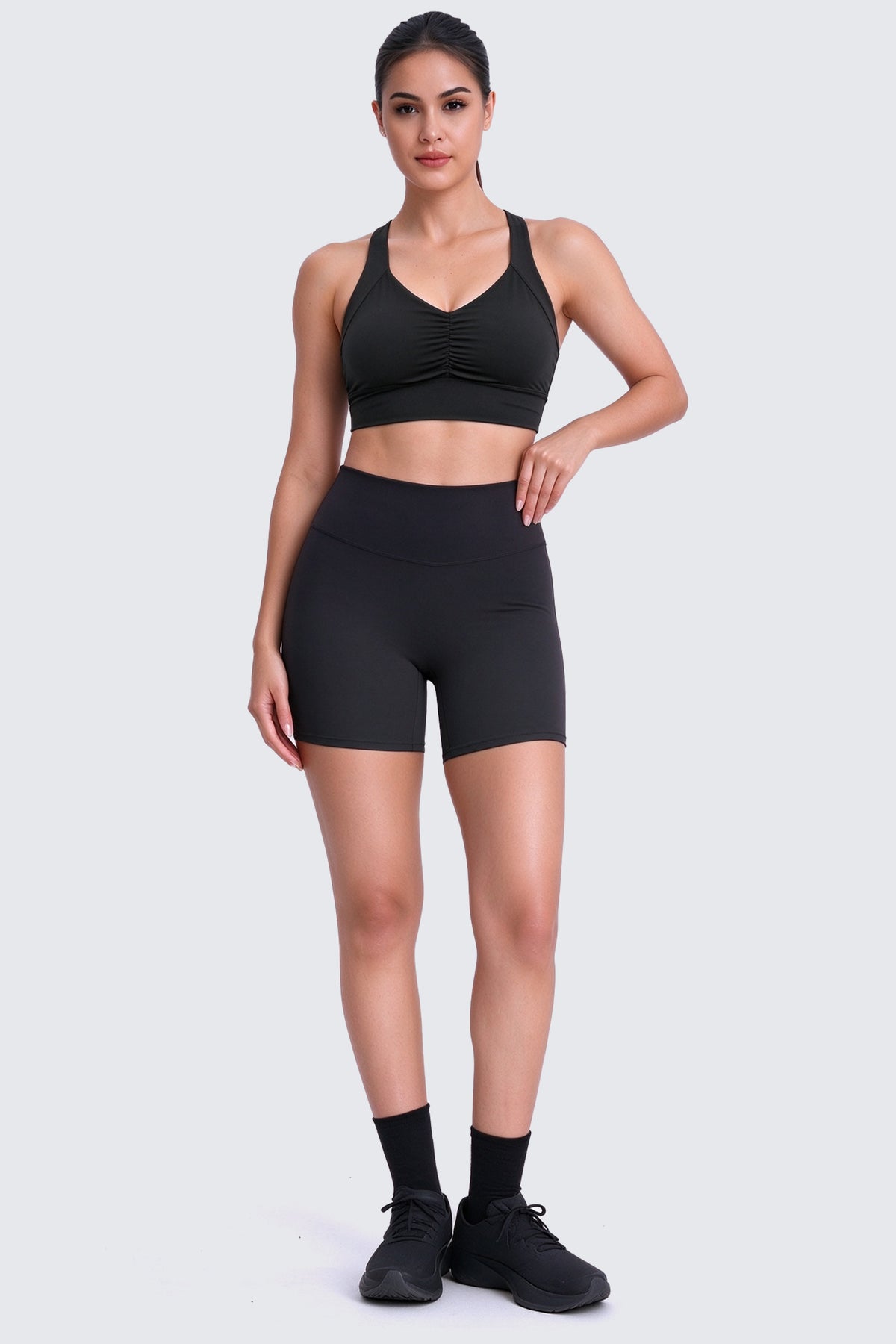 Aoxjox "Metamorph" Ruched Strappy Longline Sports Bras
