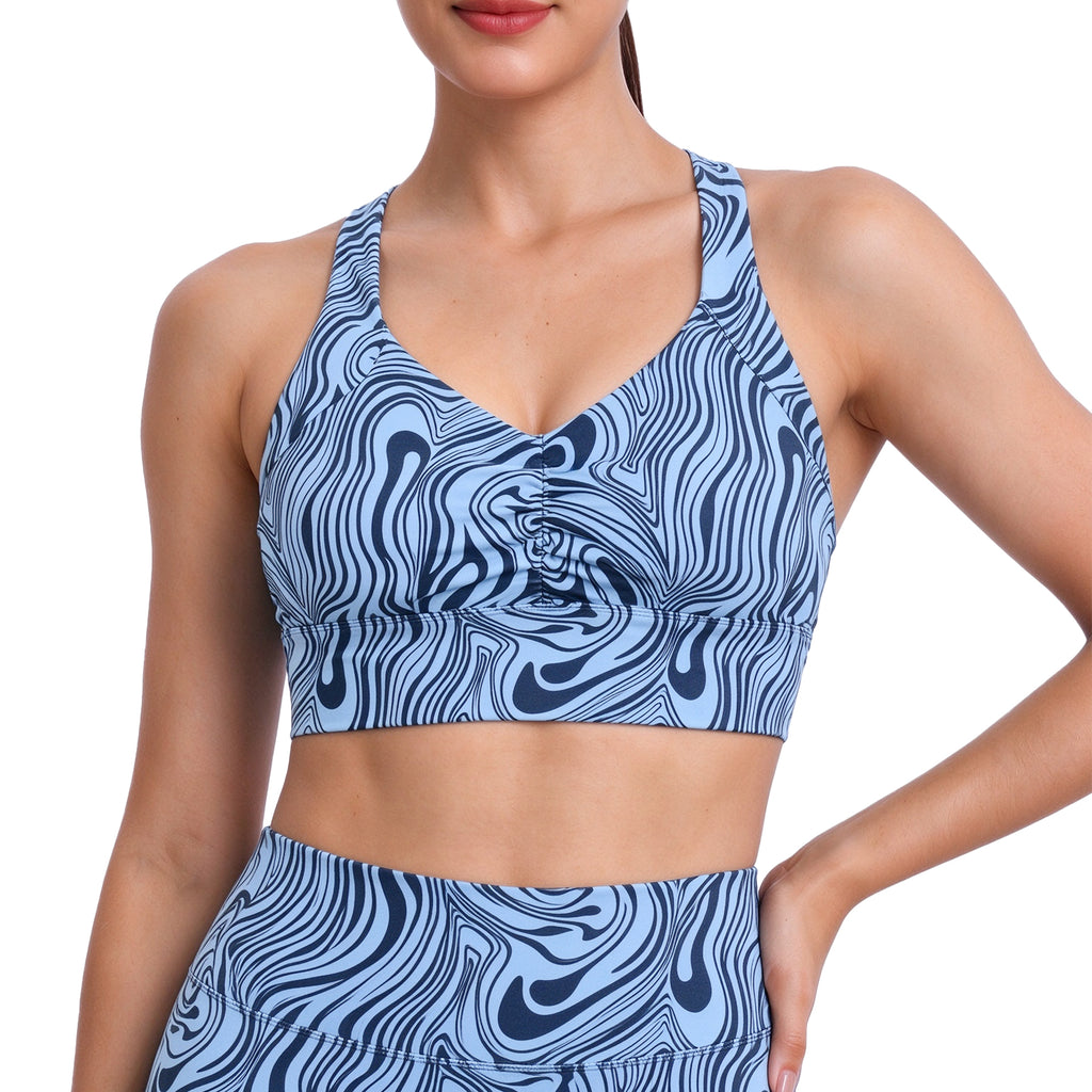 Aoxjox "Metamorph" Ruched Strappy Longline Sports Bras