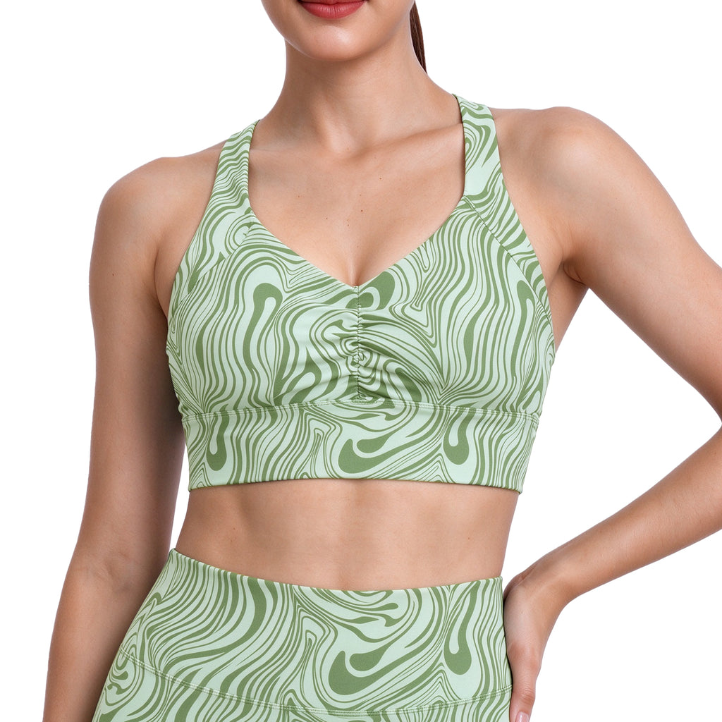 Aoxjox "Metamorph" Ruched Strappy Longline Sports Bras