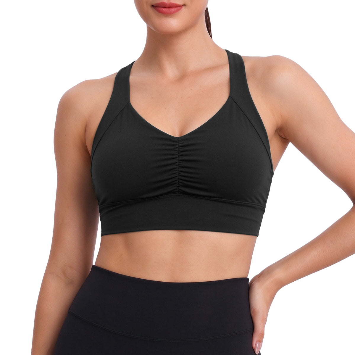 Aoxjox "Metamorph" Ruched Strappy Longline Sports Bras
