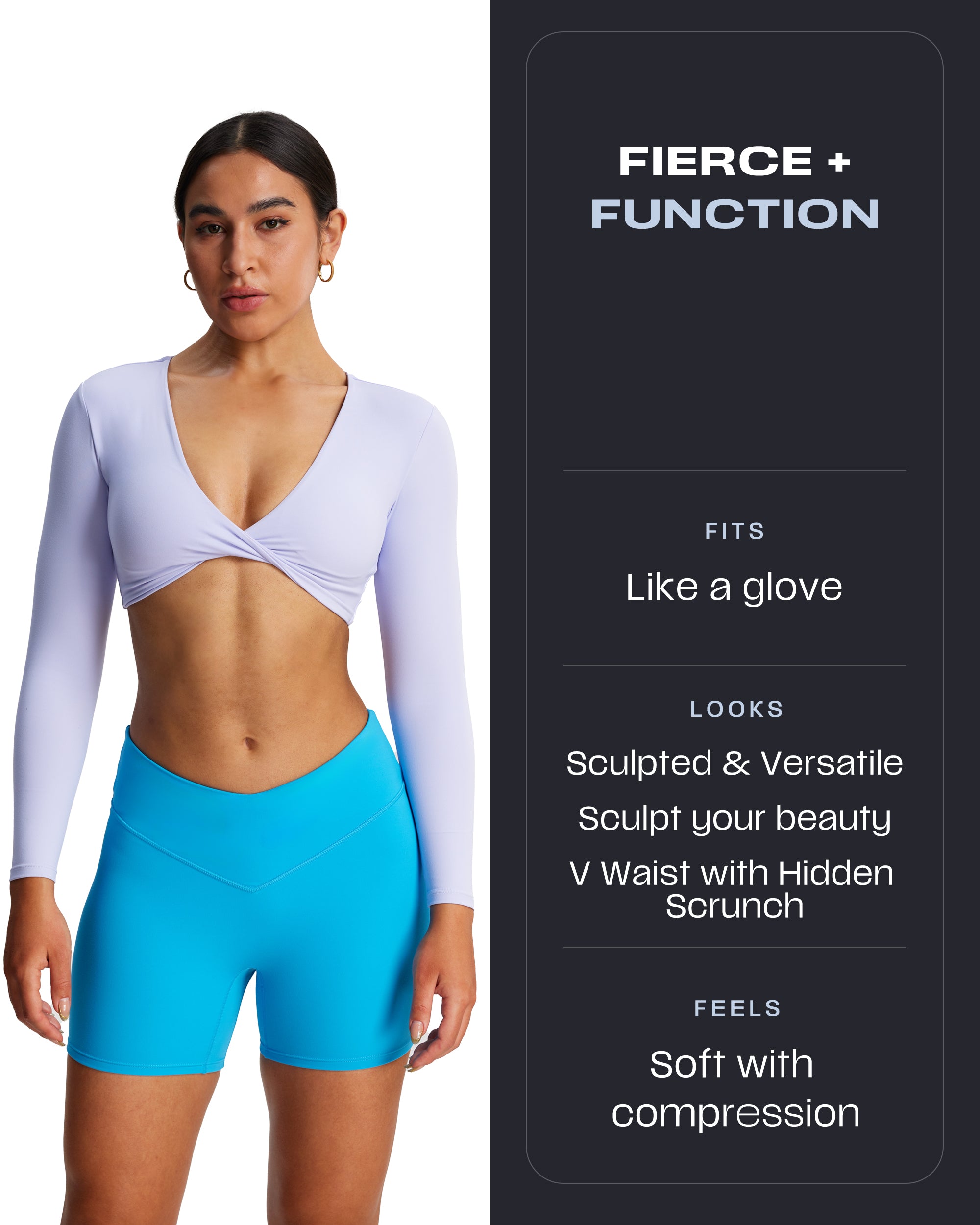 Aoxjox "Vanity V-Waist" Hidden Scrunch Shorts