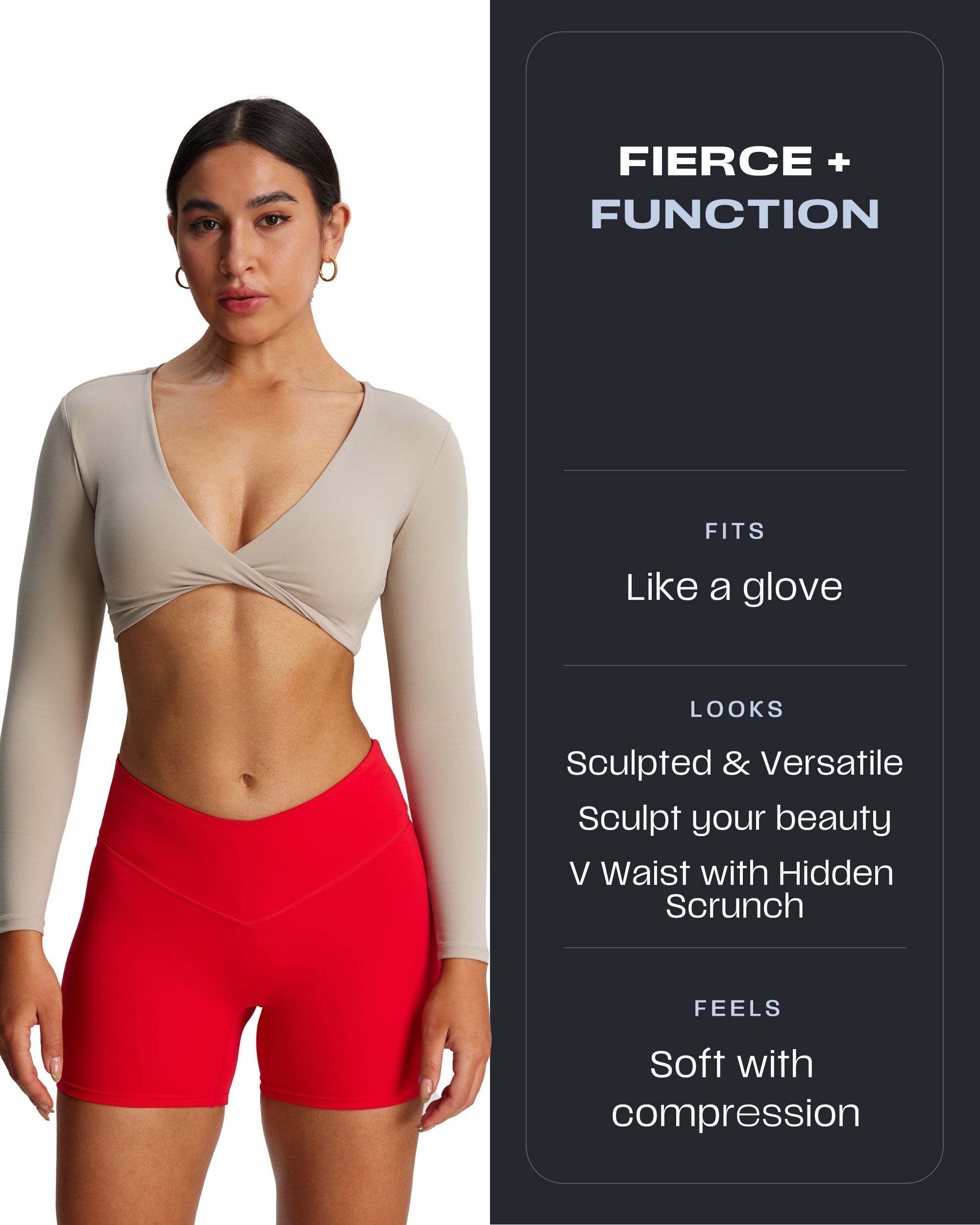 Aoxjox "Vanity V-Waist" Hidden Scrunch Shorts