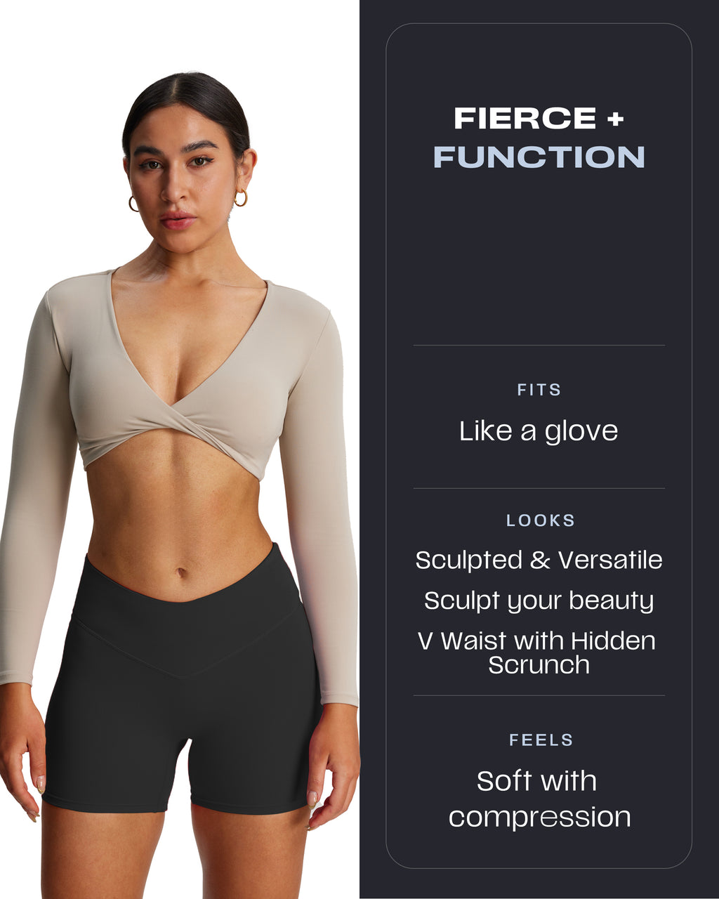 Aoxjox "Vanity V-Waist" Hidden Scrunch Shorts
