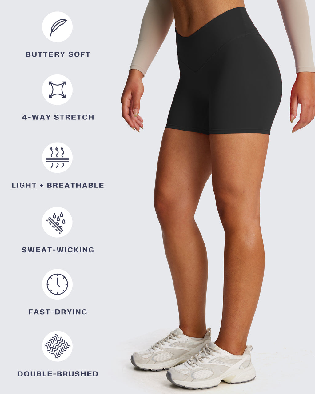 Aoxjox "Vanity V-Waist" Hidden Scrunch Shorts