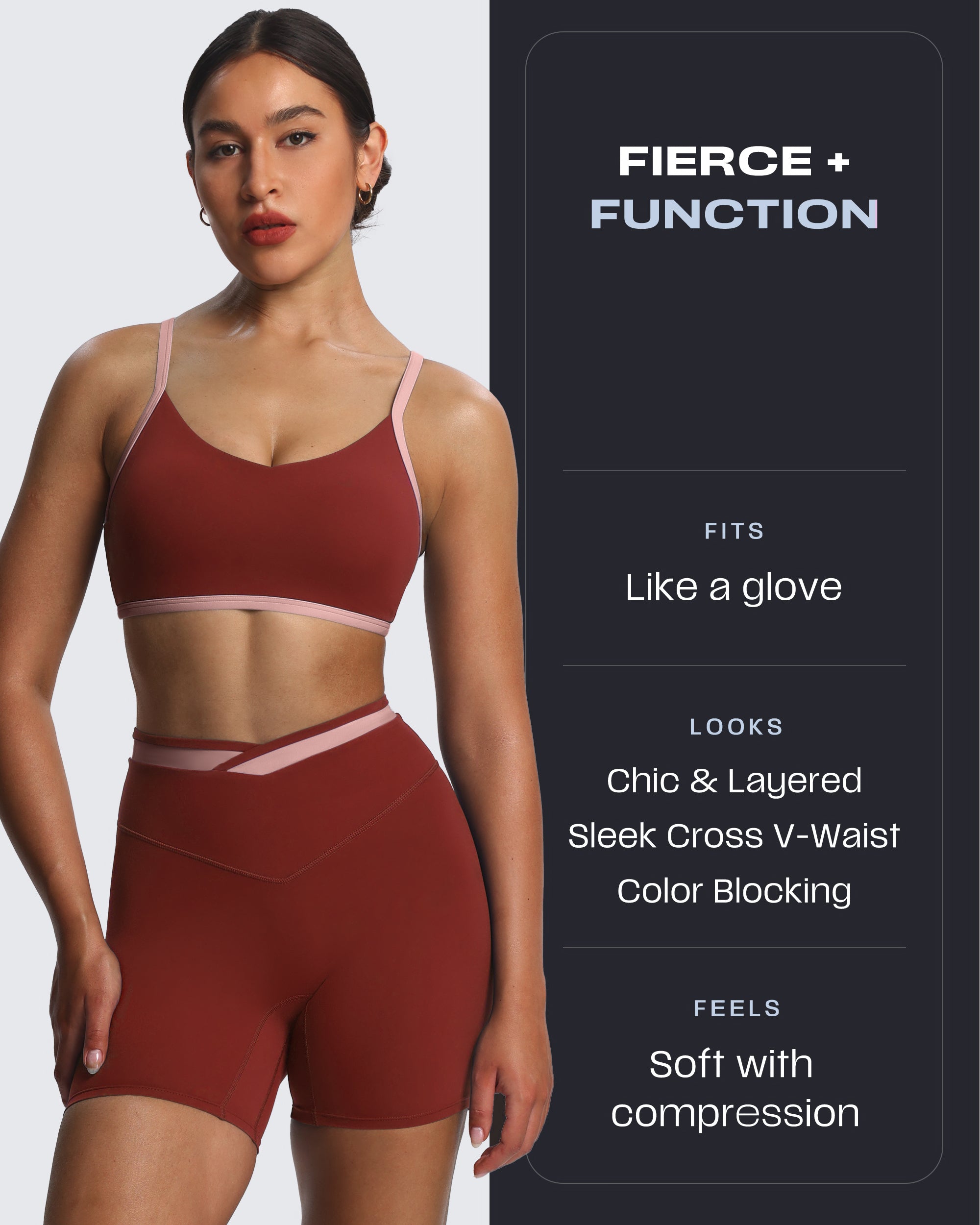Aoxjox "Velma" Color Block Crosswaist Shorts