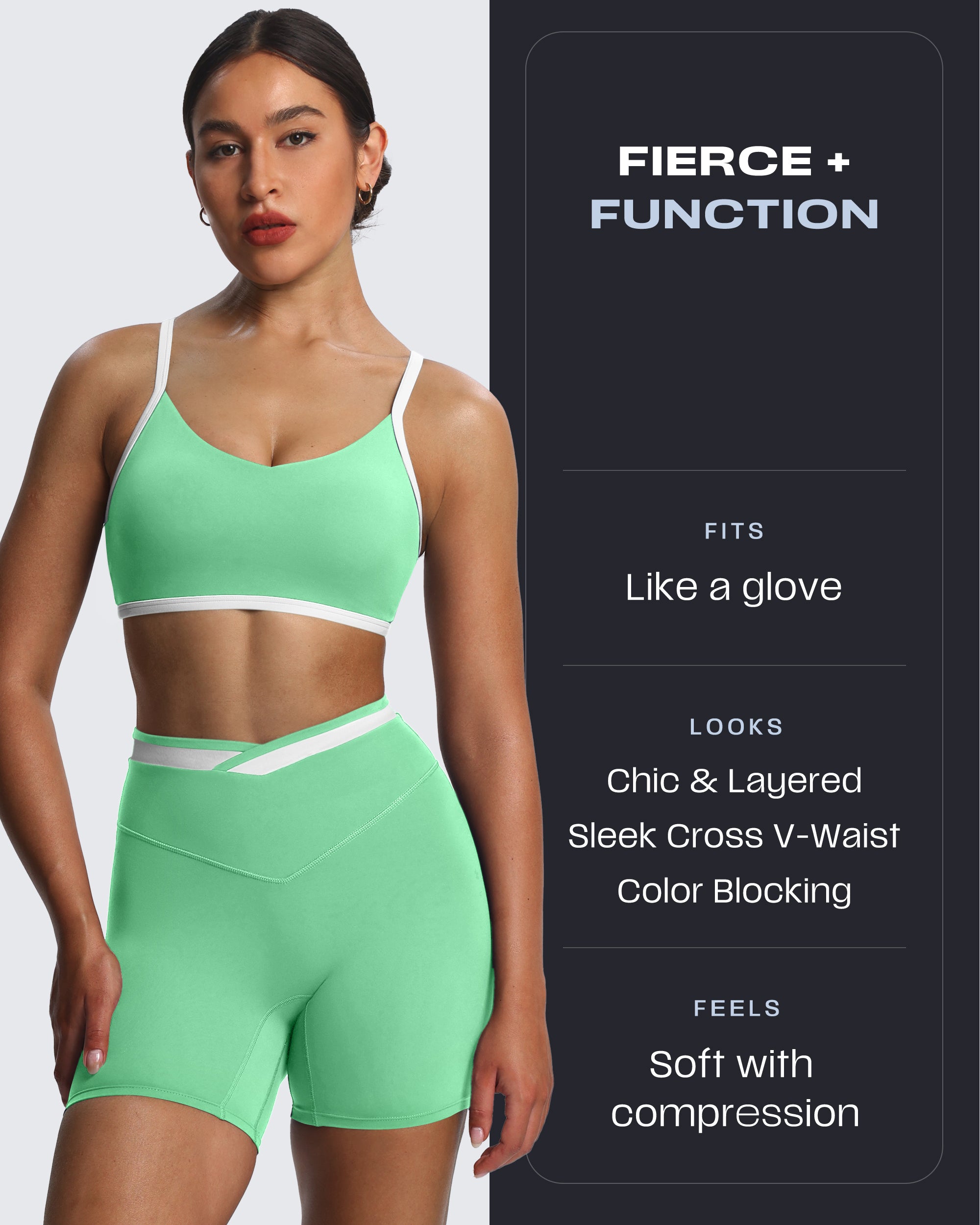 Aoxjox "Velma" Color Block Crosswaist Shorts