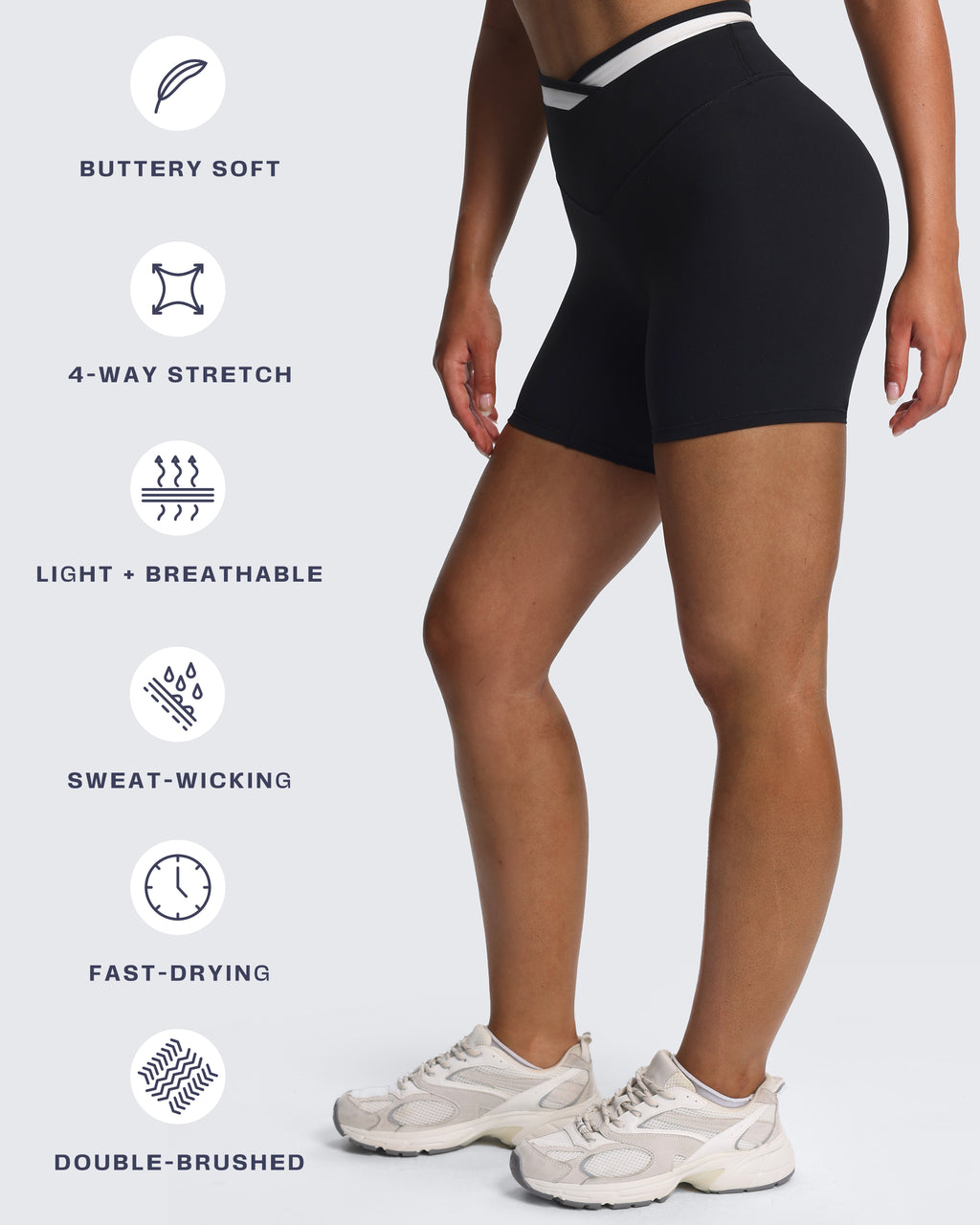 Aoxjox "Velma" Color Block Crosswaist Shorts